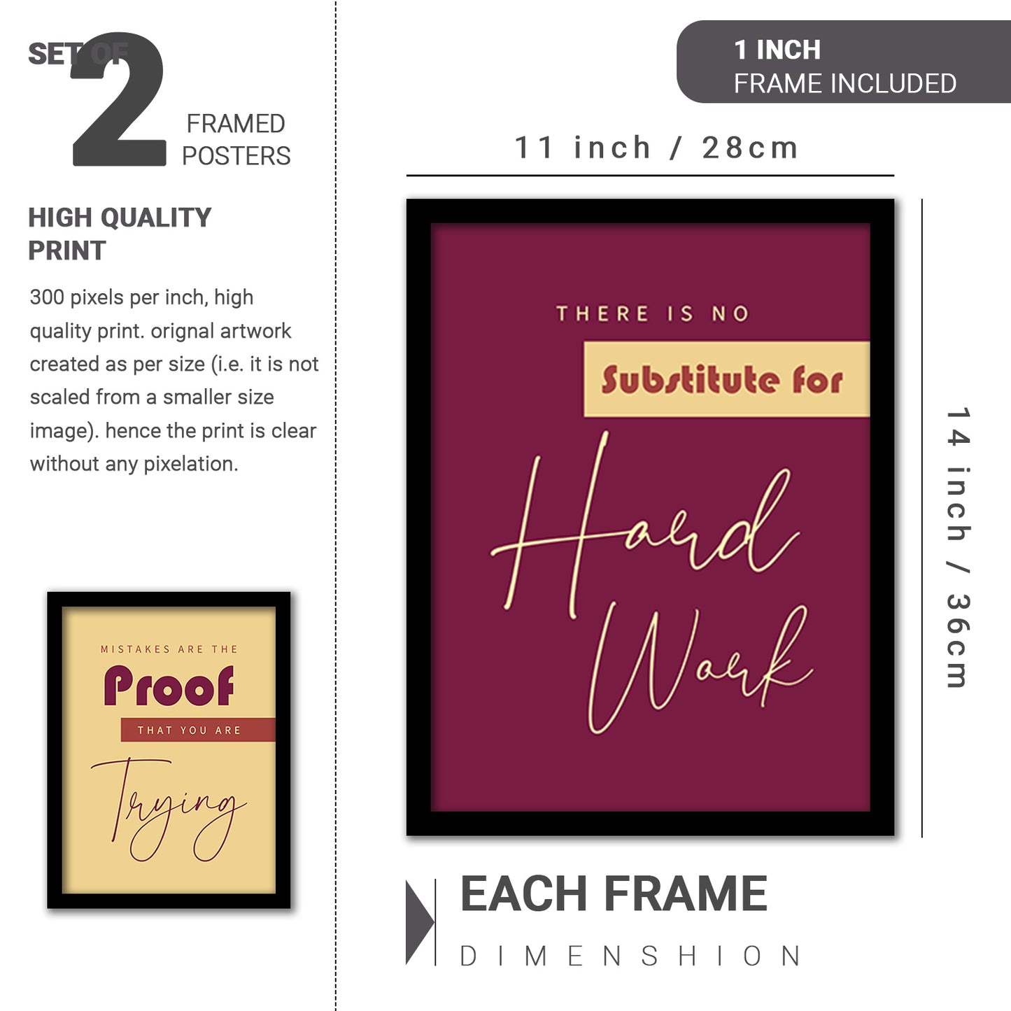 Motivational Wall Frames Posters Paintings For office study Room Home Decoration Set Of 2