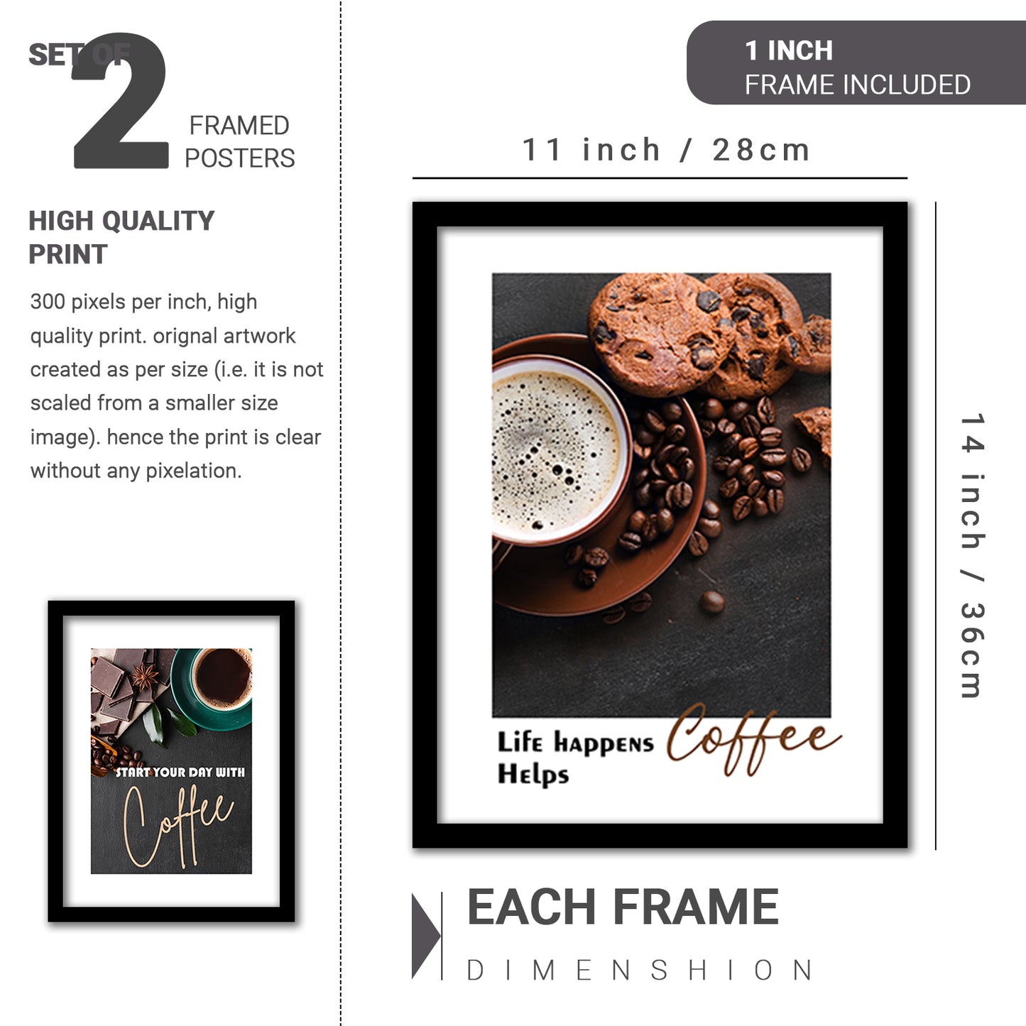 Modern Art Framed Wall Painting Poster for Living room Bedroom Office Gifts Home Decoration Set Of 2