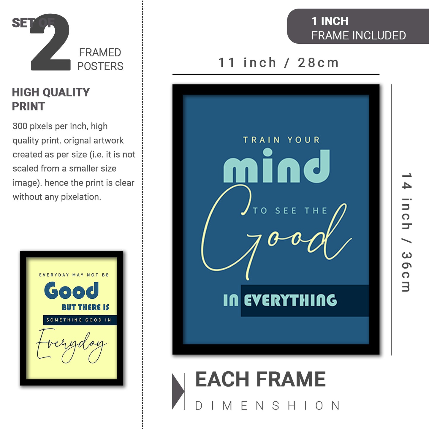 Motivational Wall Frames Posters Paintings For office study Room Home Decoration Set Of 2