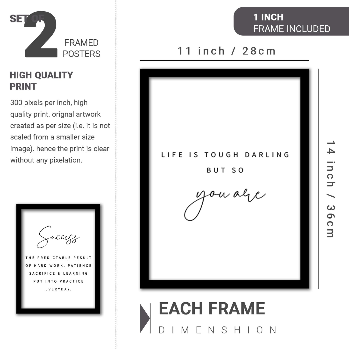 Motivational Wall Frames Posters Paintings For office study Room Home Decoration Set Of 2