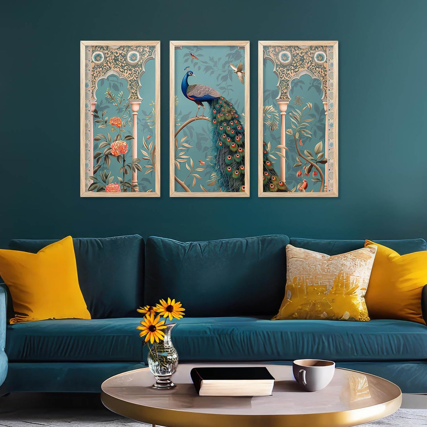 Traditional Indian Pichwai Art with Frame for Home and Office Wall Decor