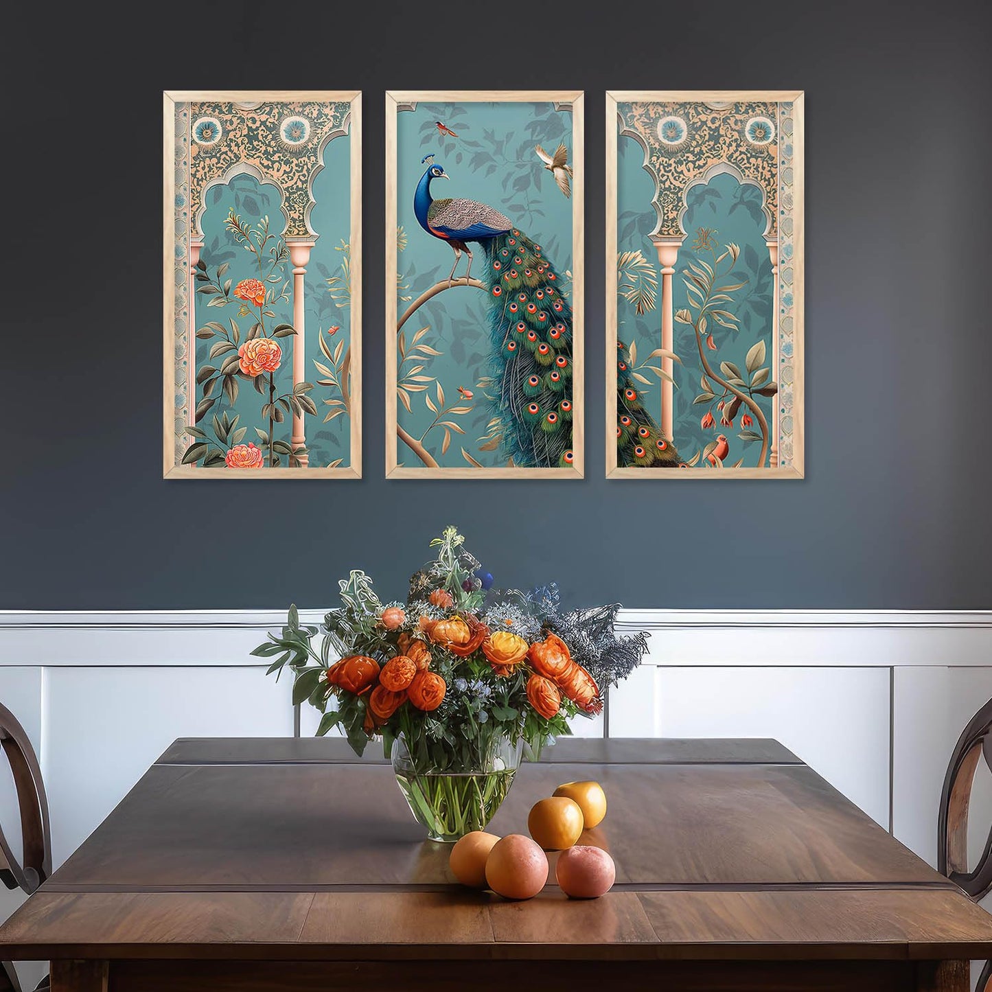 Traditional Indian Pichwai Art with Frame for Home and Office Wall Decor