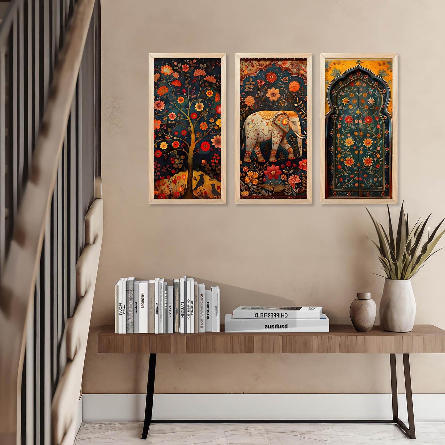 Traditional Indian Madhubani Art with Frame for Home and Office Wall Decor