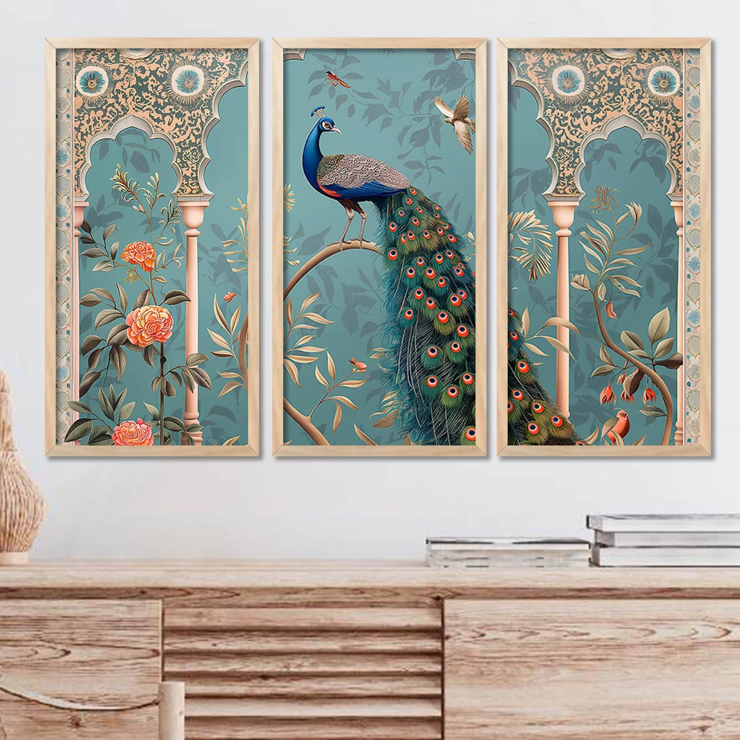 Traditional Indian Pichwai Art with Frame for Home and Office Wall Decor