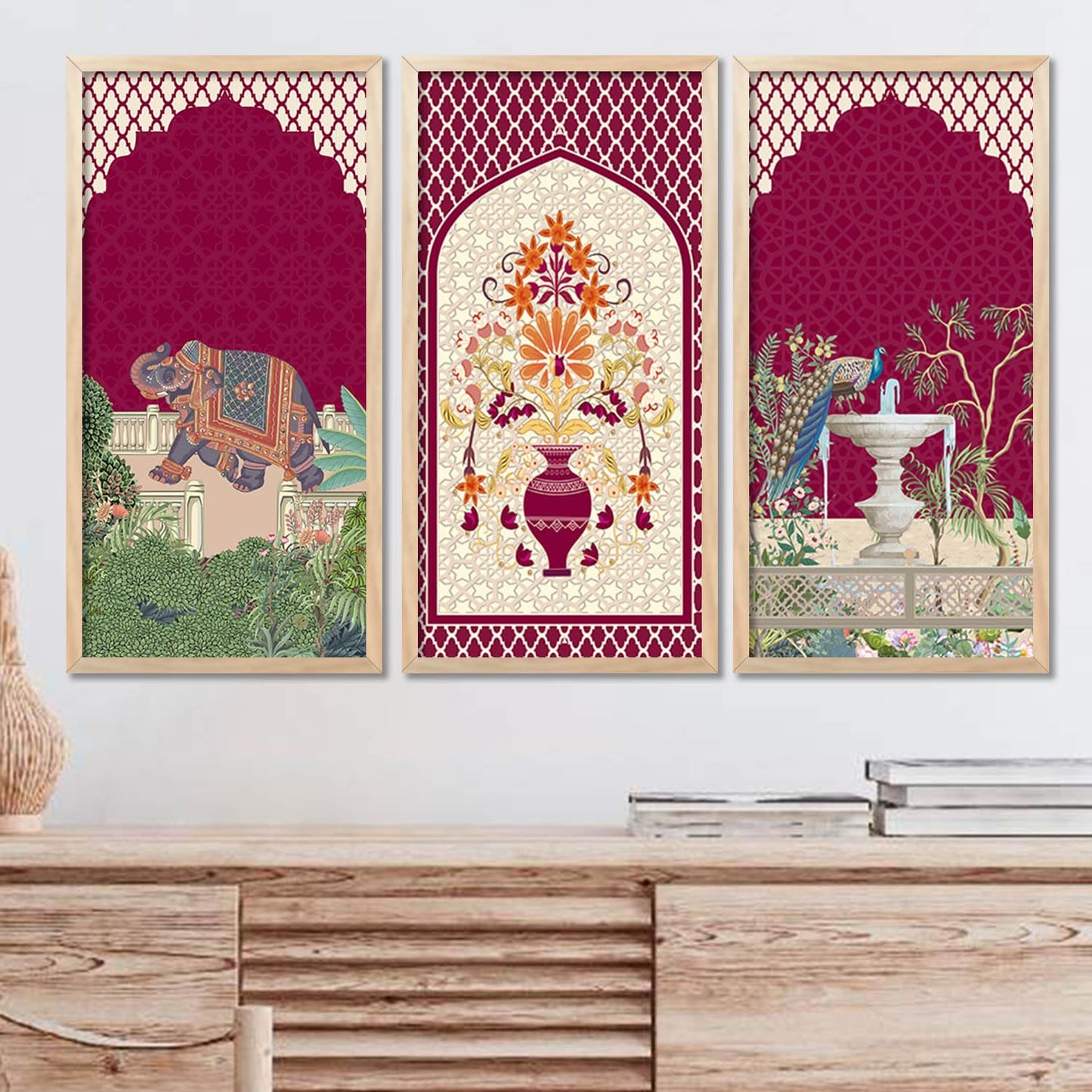 Traditional Indian Pichwai Art with Frame for Home and Office Wall Decor