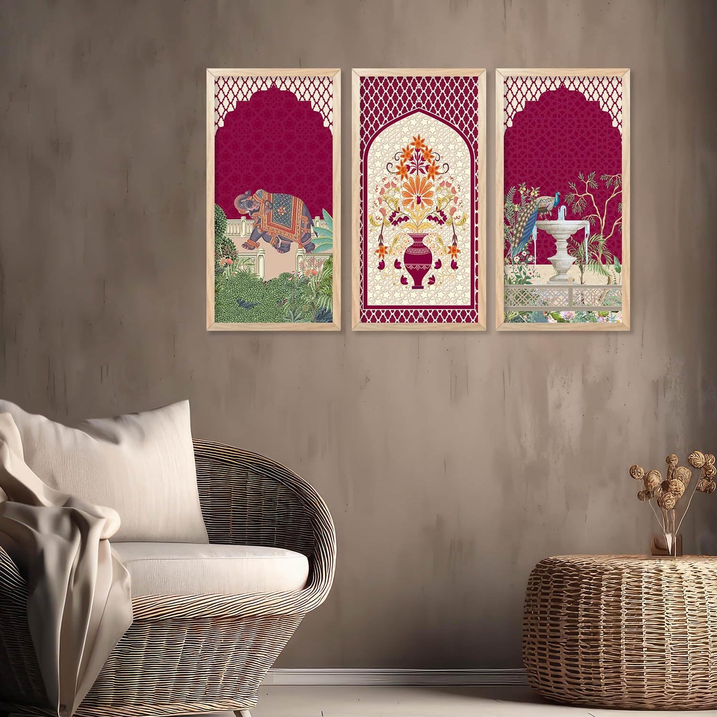 Traditional Indian Pichwai Art with Frame for Home and Office Wall Decor