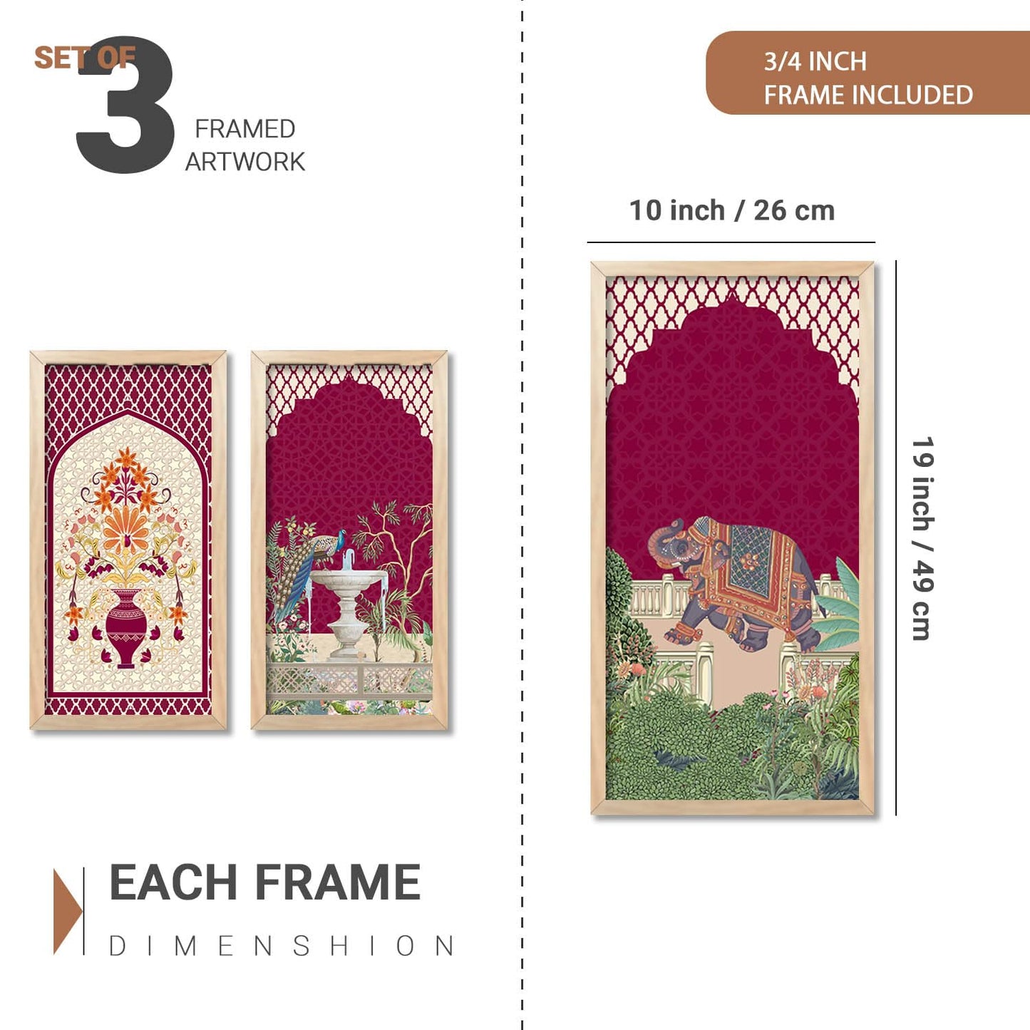 Traditional Indian Pichwai Art with Frame for Home and Office Wall Decor