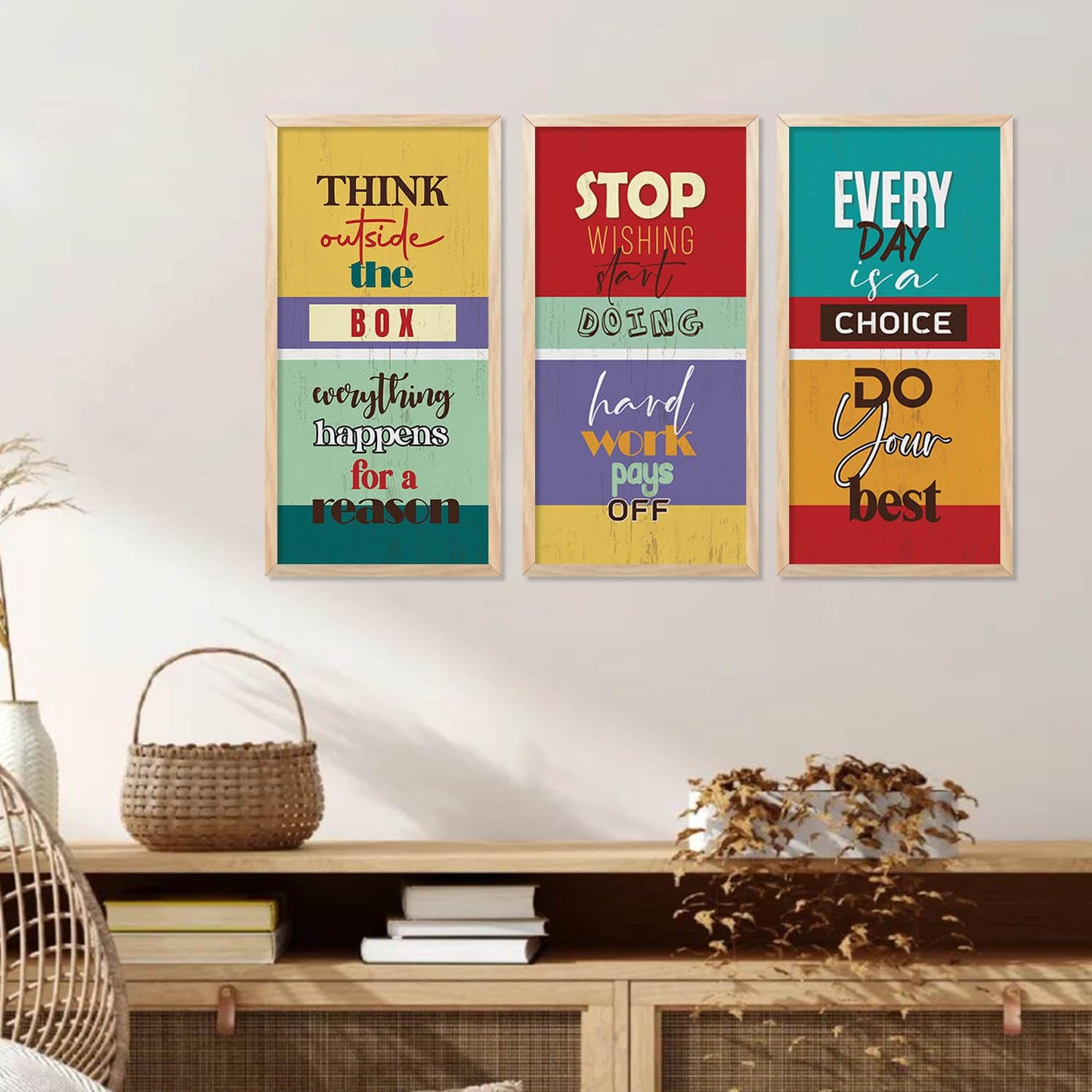 Motivational Quotes Posters with Frame for Home and Office Wall Decor