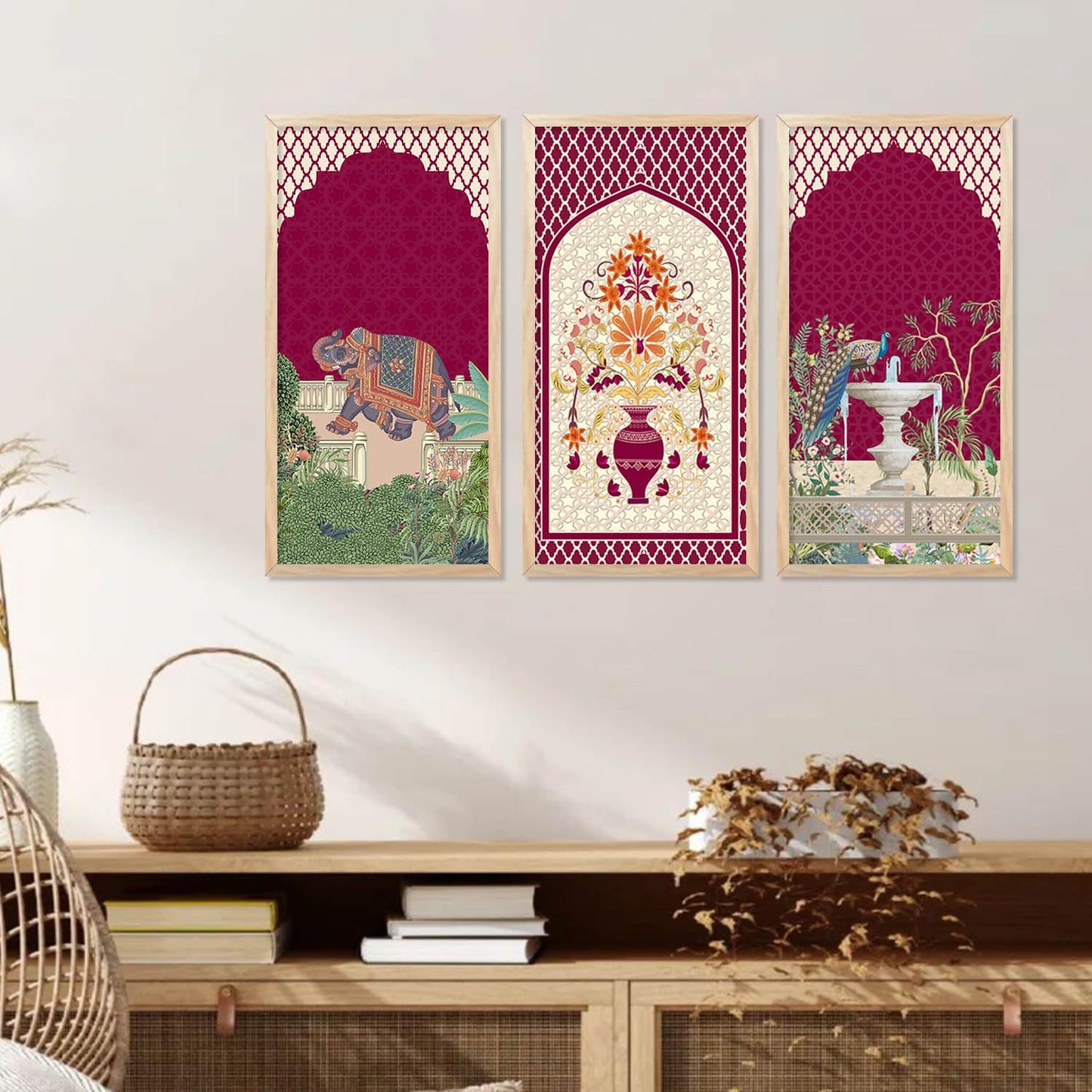 Traditional Indian Pichwai Art with Frame for Home and Office Wall Decor