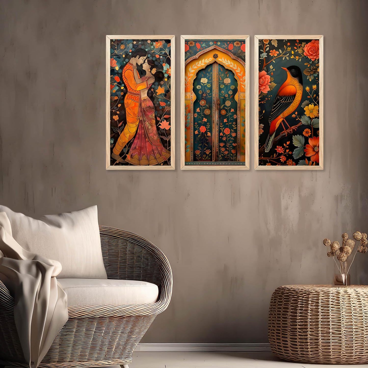 Traditional Indian Madhubani Art with Frame for Home and Office Wall Decor