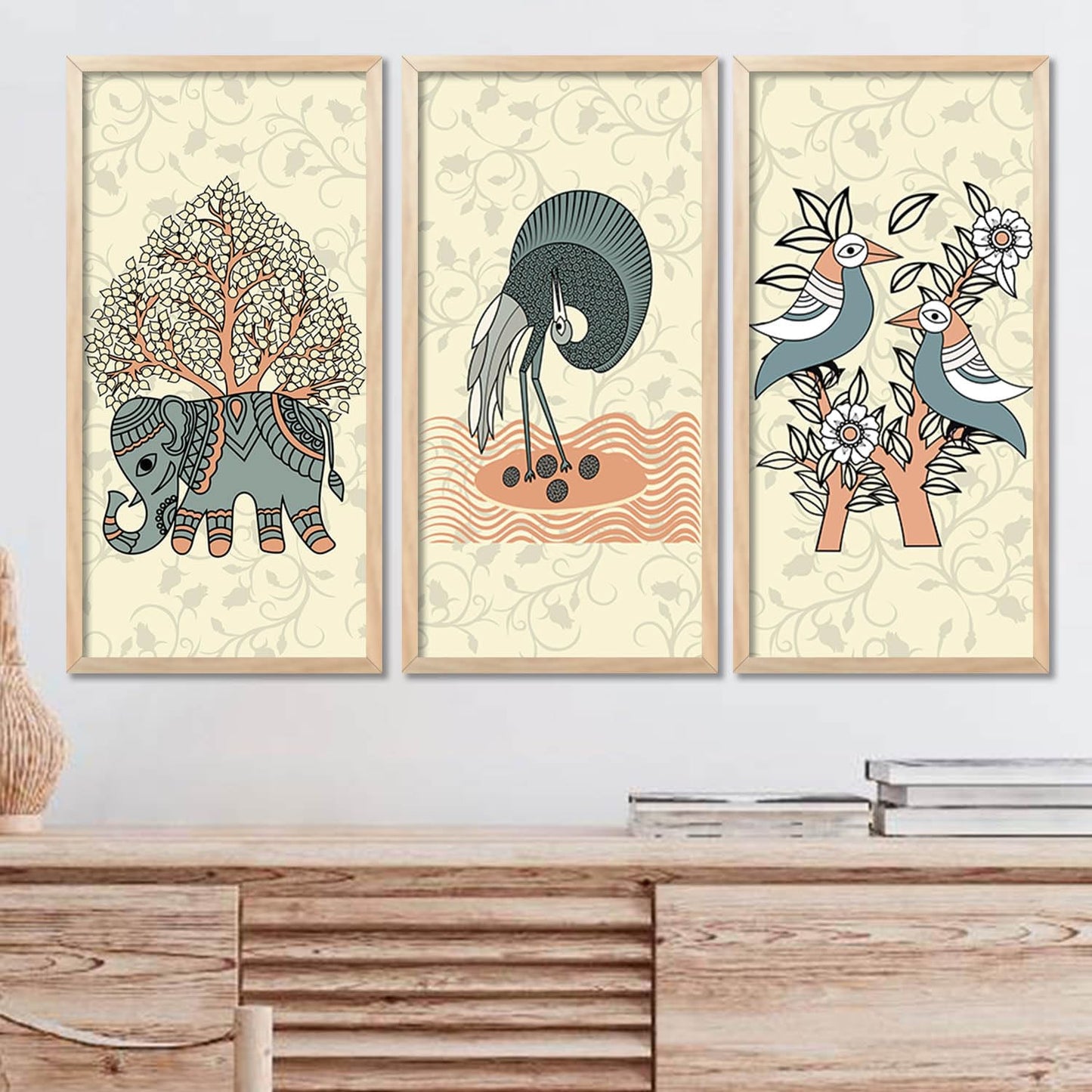 Gond Wall Art Poster with Frame for Wall Decor