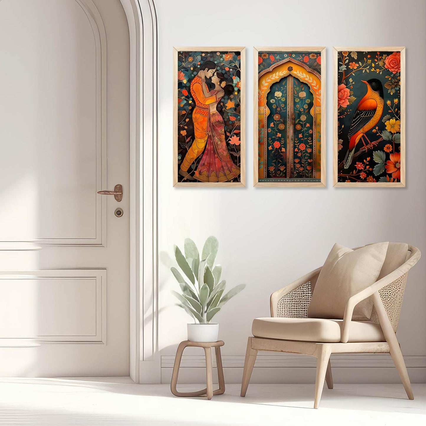 Traditional Indian Madhubani Art with Frame for Home and Office Wall Decor