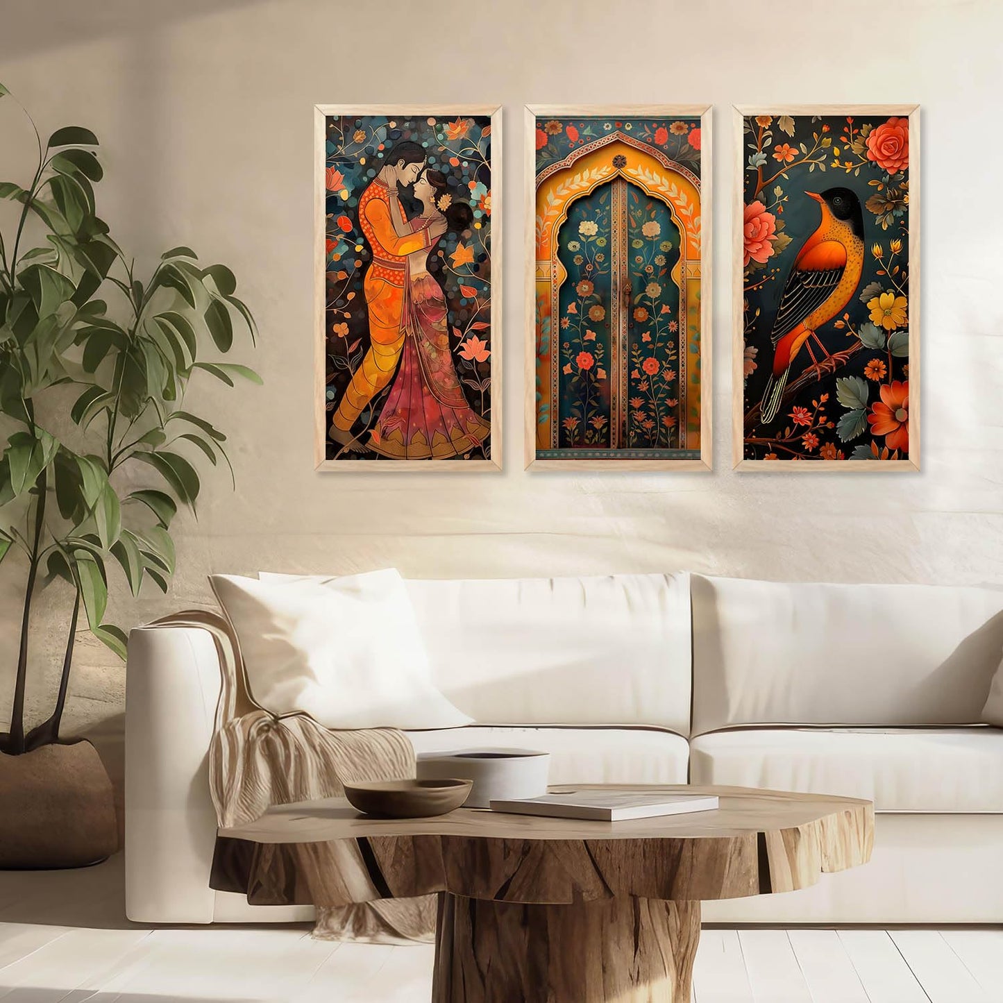 Traditional Indian Madhubani Art with Frame for Home and Office Wall Decor