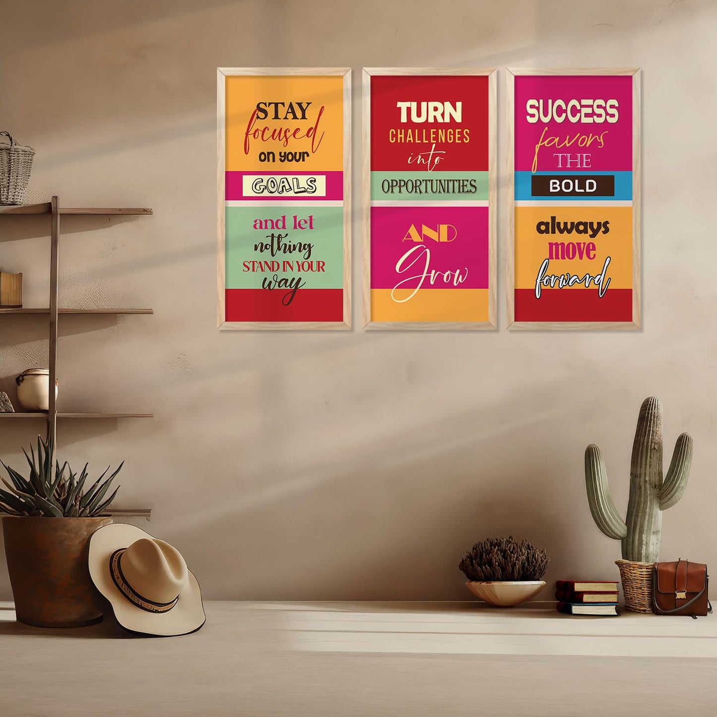 Motivational Quotes Posters with Frame for Home and Office Wall Decor