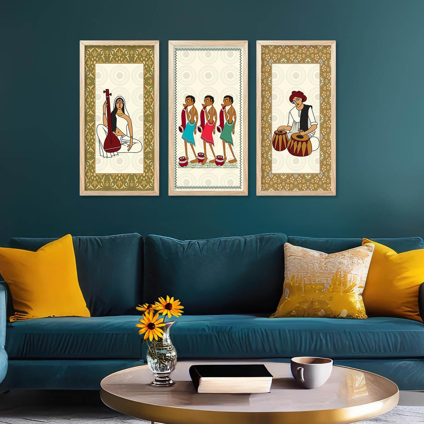 Traditional Indian Wall Art Poster with Frame for Wall Decor