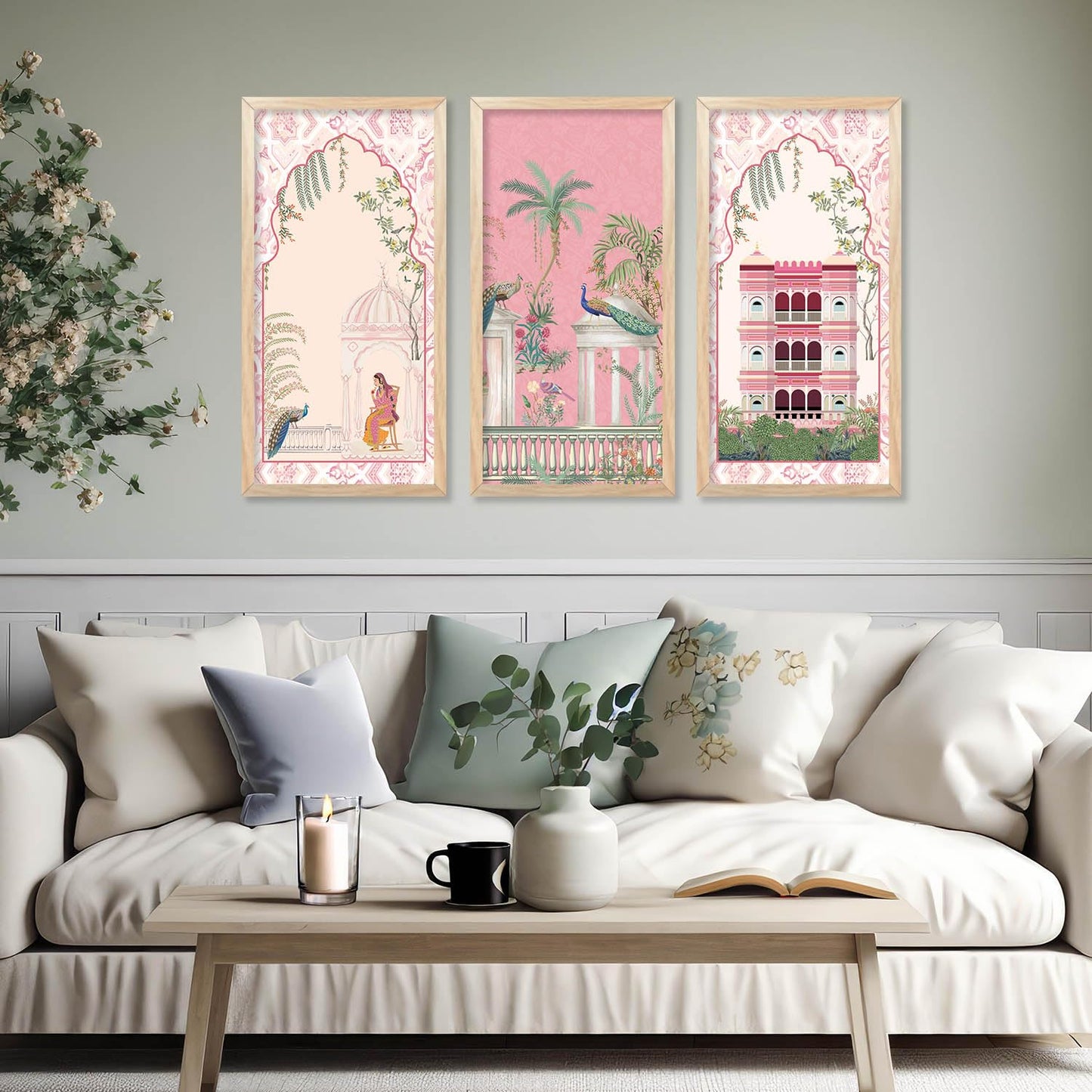 Traditional Indian Pichwai Art with Frame for Home and Office Wall Decor