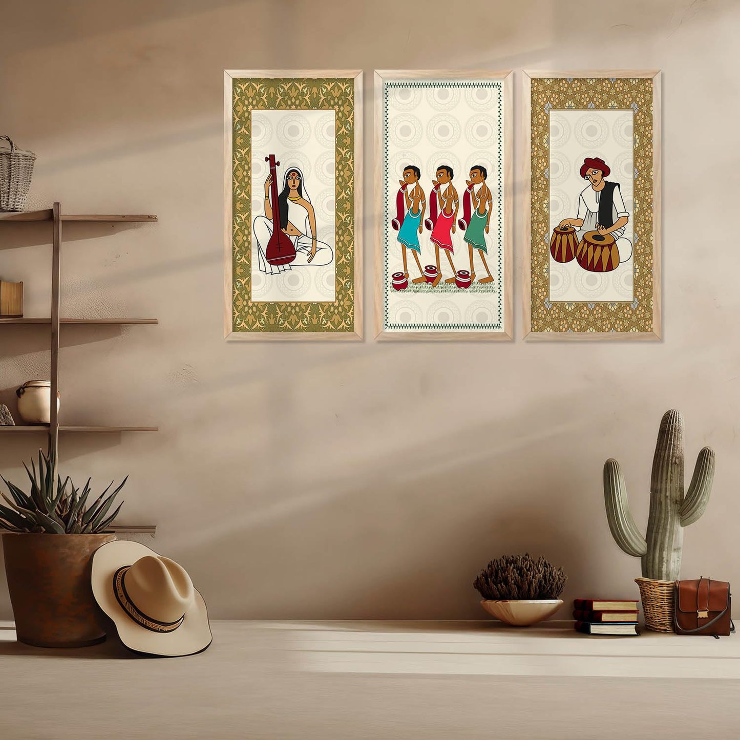 Traditional Indian Wall Art Poster with Frame for Wall Decor