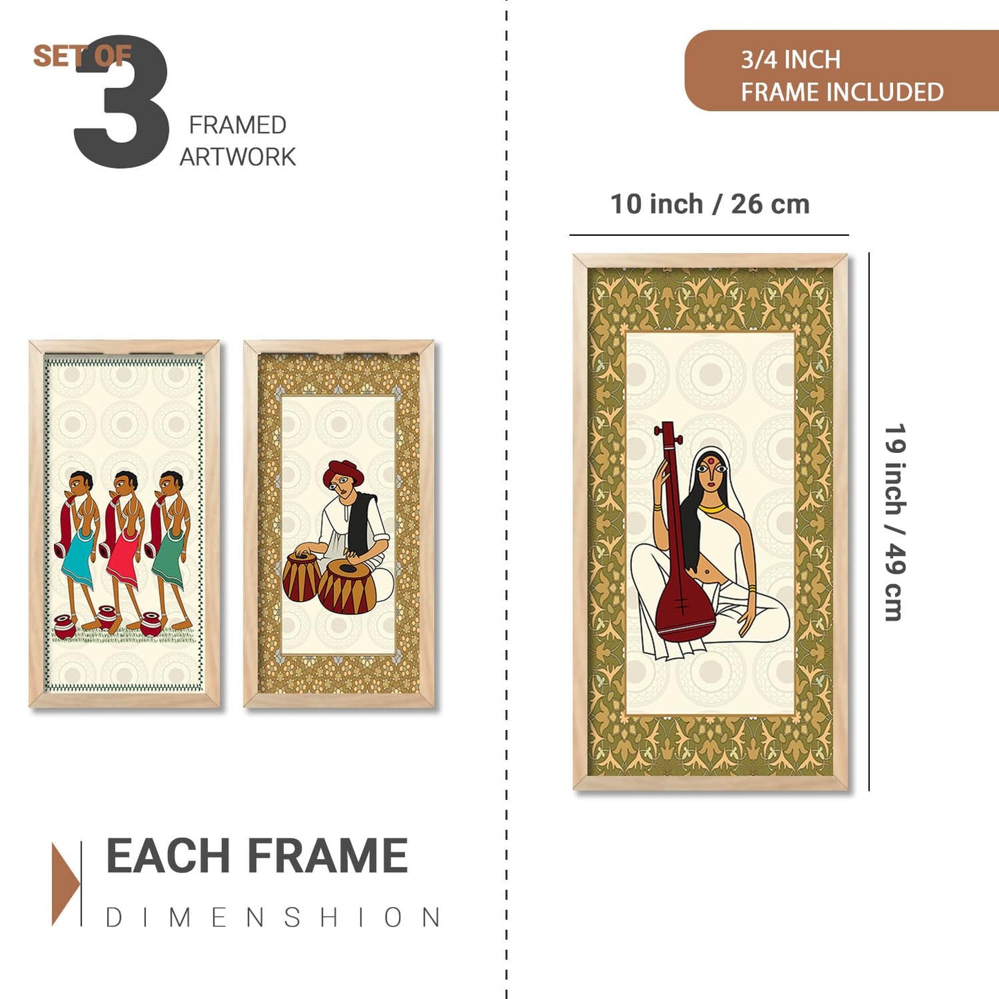Traditional Indian Wall Art Poster with Frame for Wall Decor