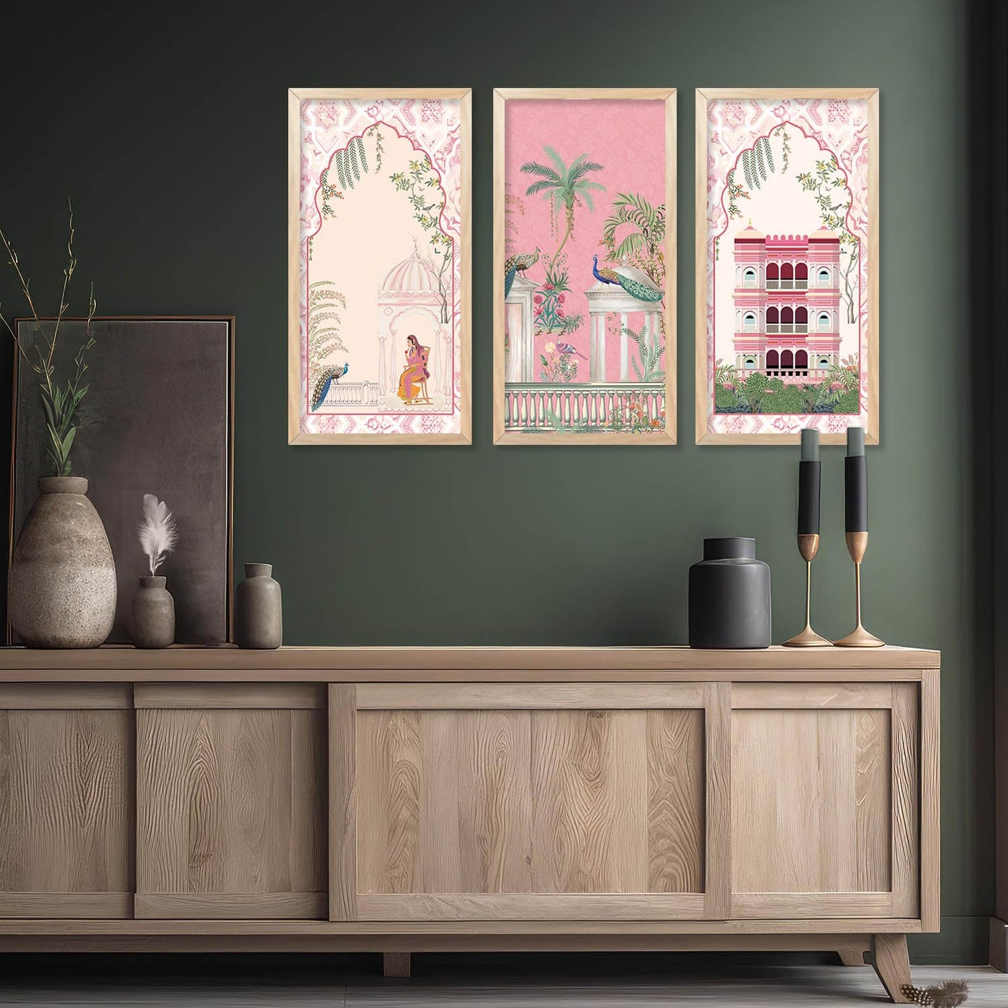 Traditional Indian Pichwai Art with Frame for Home and Office Wall Decor