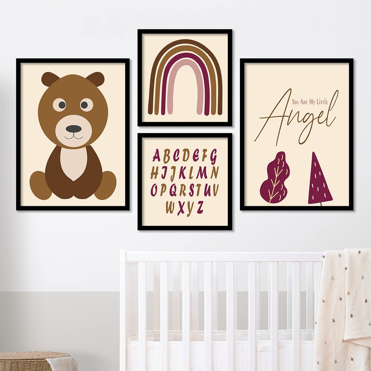 Wall Decor Modern Art Framed Wall Painting Poster for Living room Bedroom Office Gifts Home Decoration Frame In Black (Set of 4) 11x14 Inches