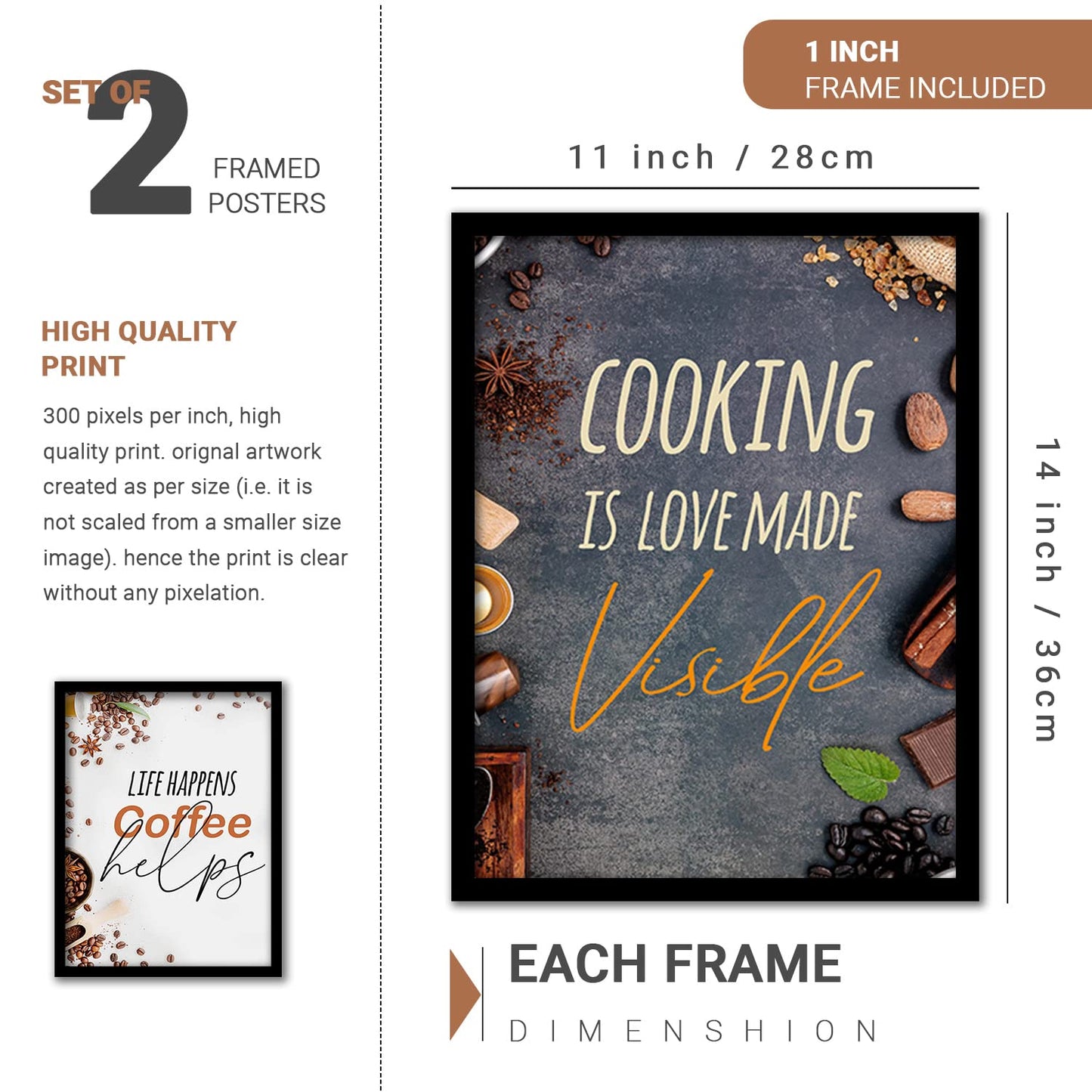 Wall Decor Modern Art Framed Wall Painting Poster for Living room Bedroom Office Gifts Home Decoration Frame In Beige (Set of 4) 11x14 Inches