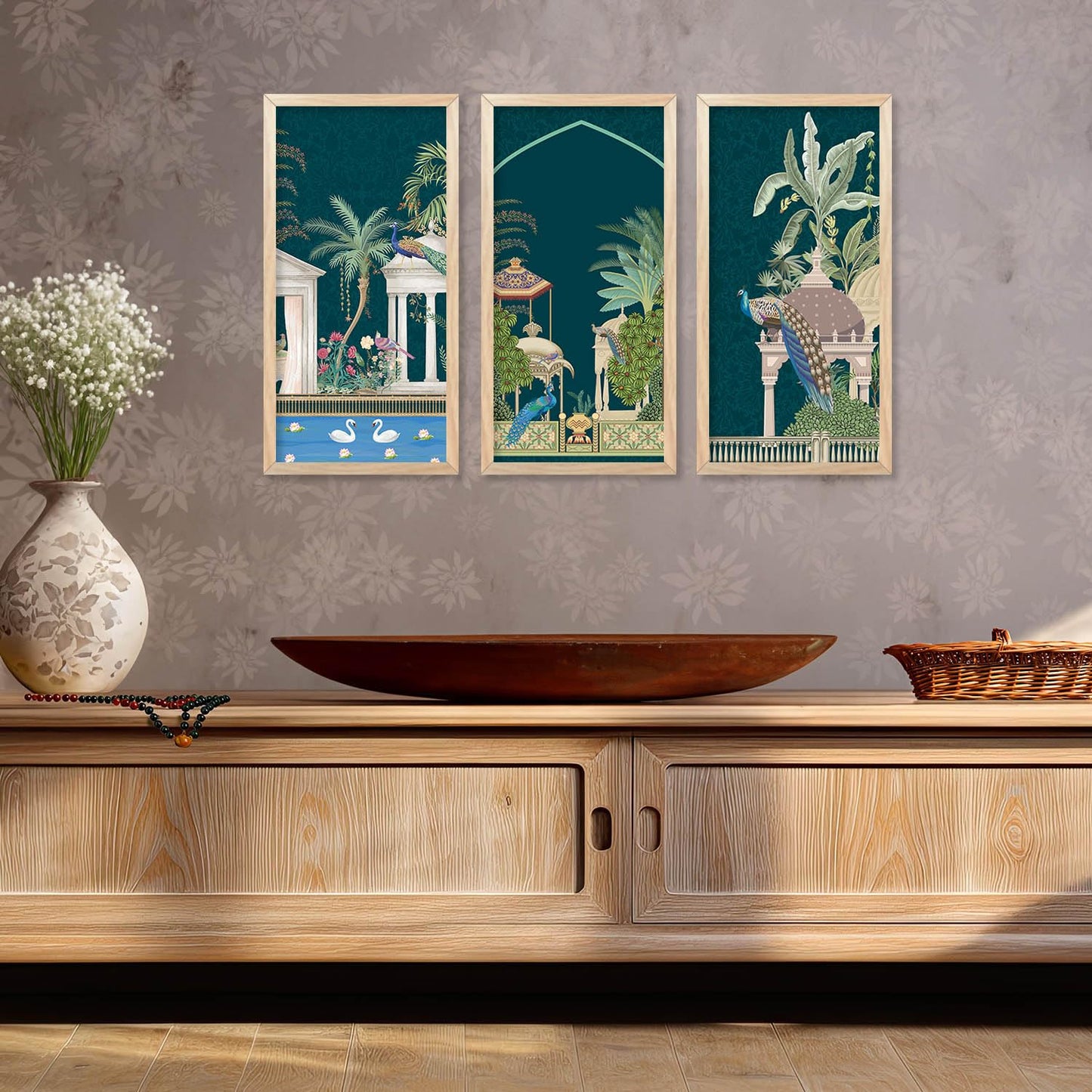 Traditional Indian Pichwai Art with Frame for Home and Office Wall Decor