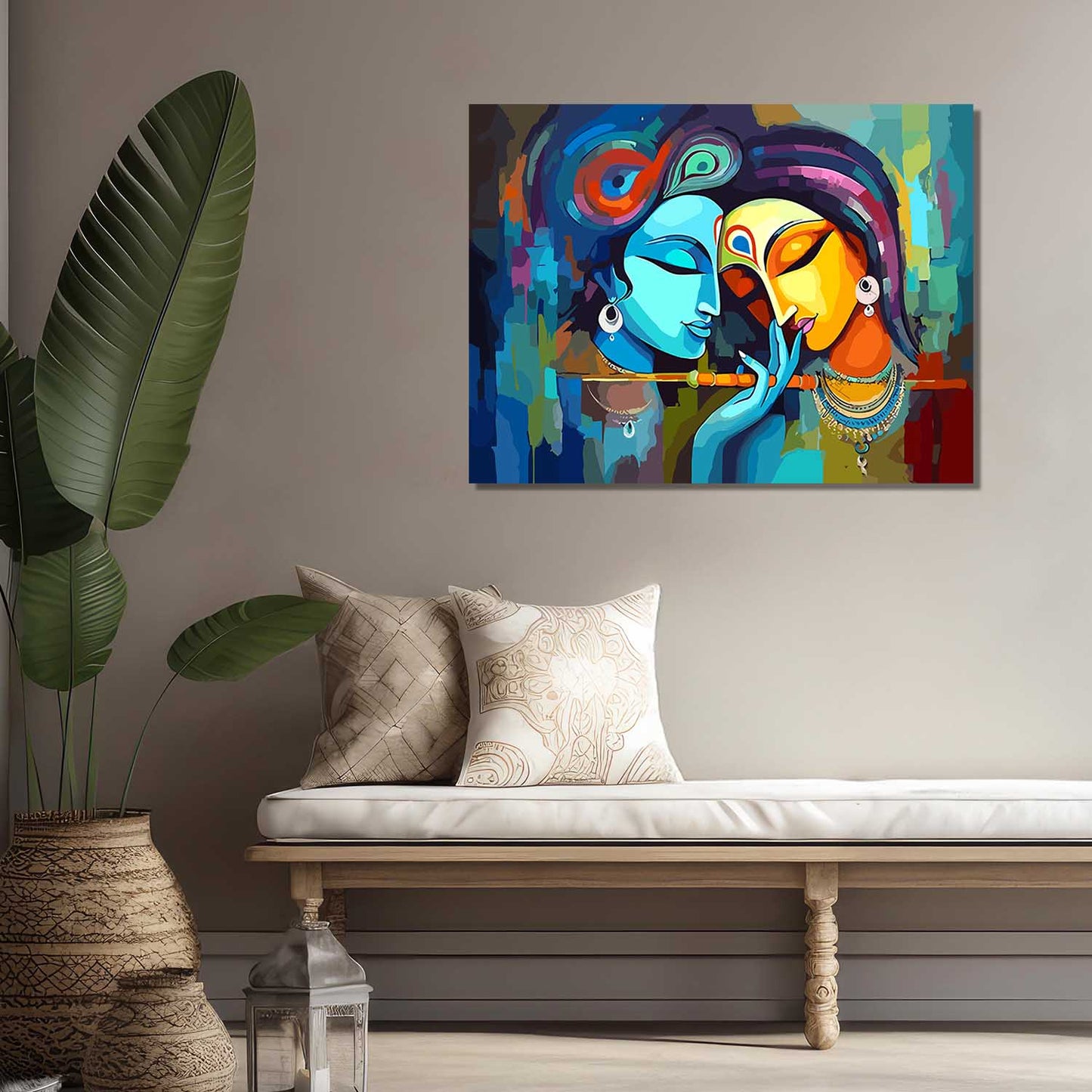 Radha Krishna Canvas Art for Home and Office Wall Decor