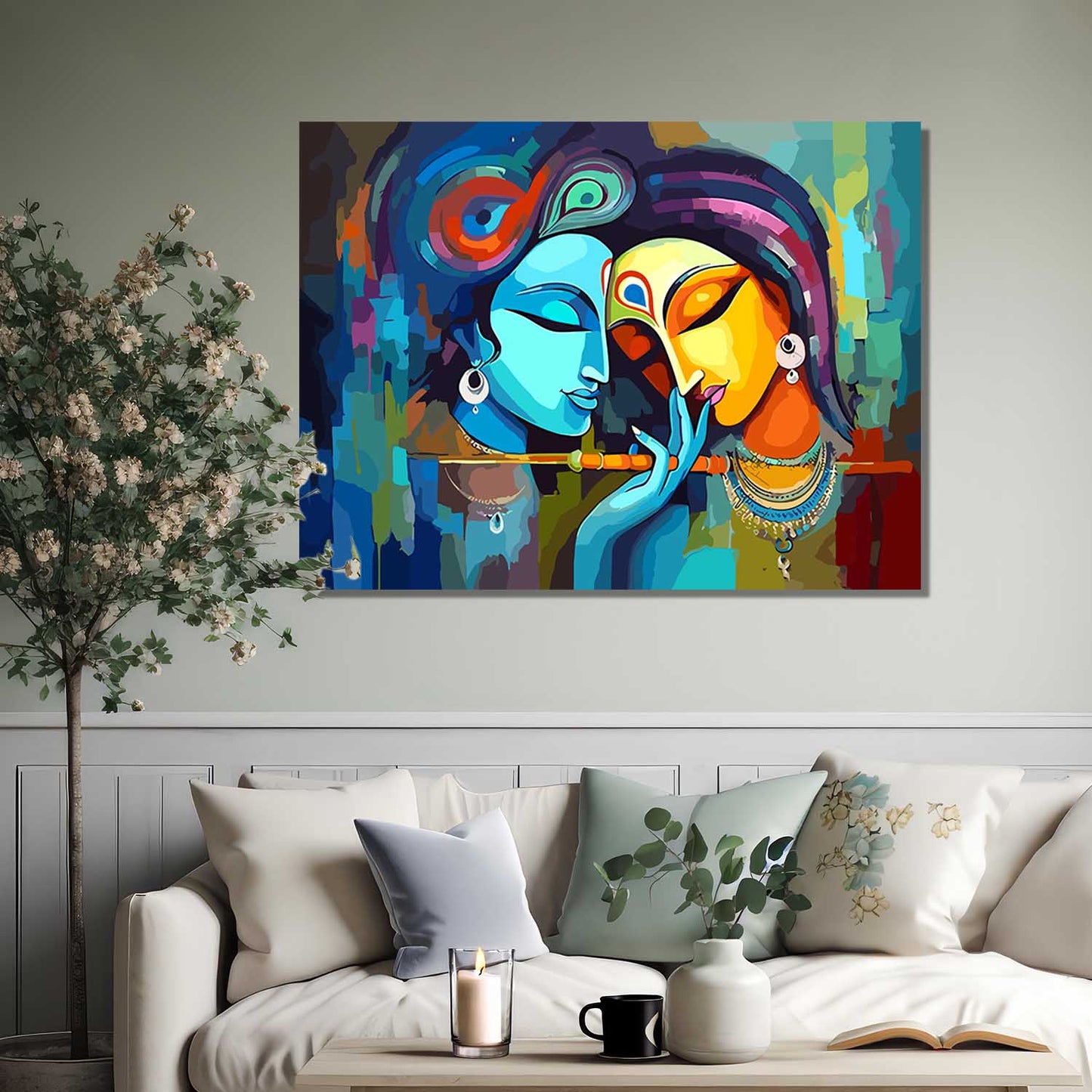Radha Krishna Canvas Art for Home and Office Wall Decor
