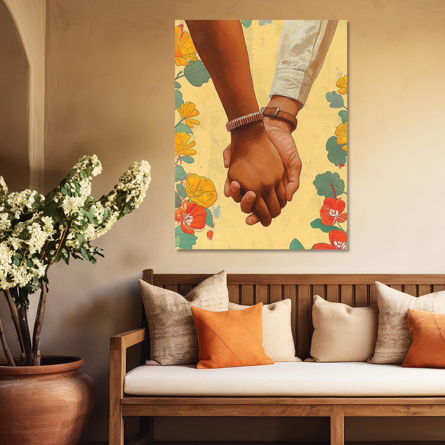 Couple Hand Modern Art Canvas For Wall Decor