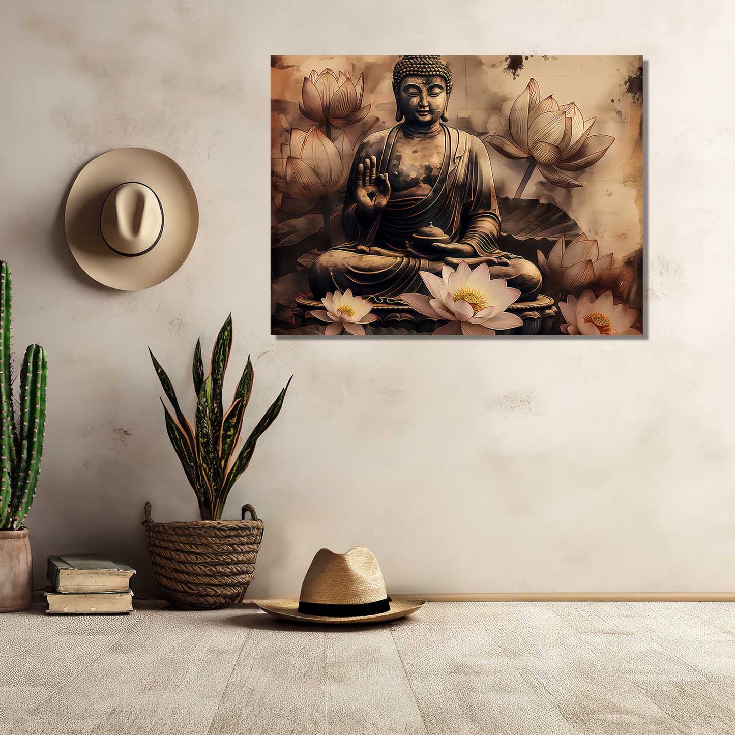 Buddha Art Canvas for Home and Office Wall Decor