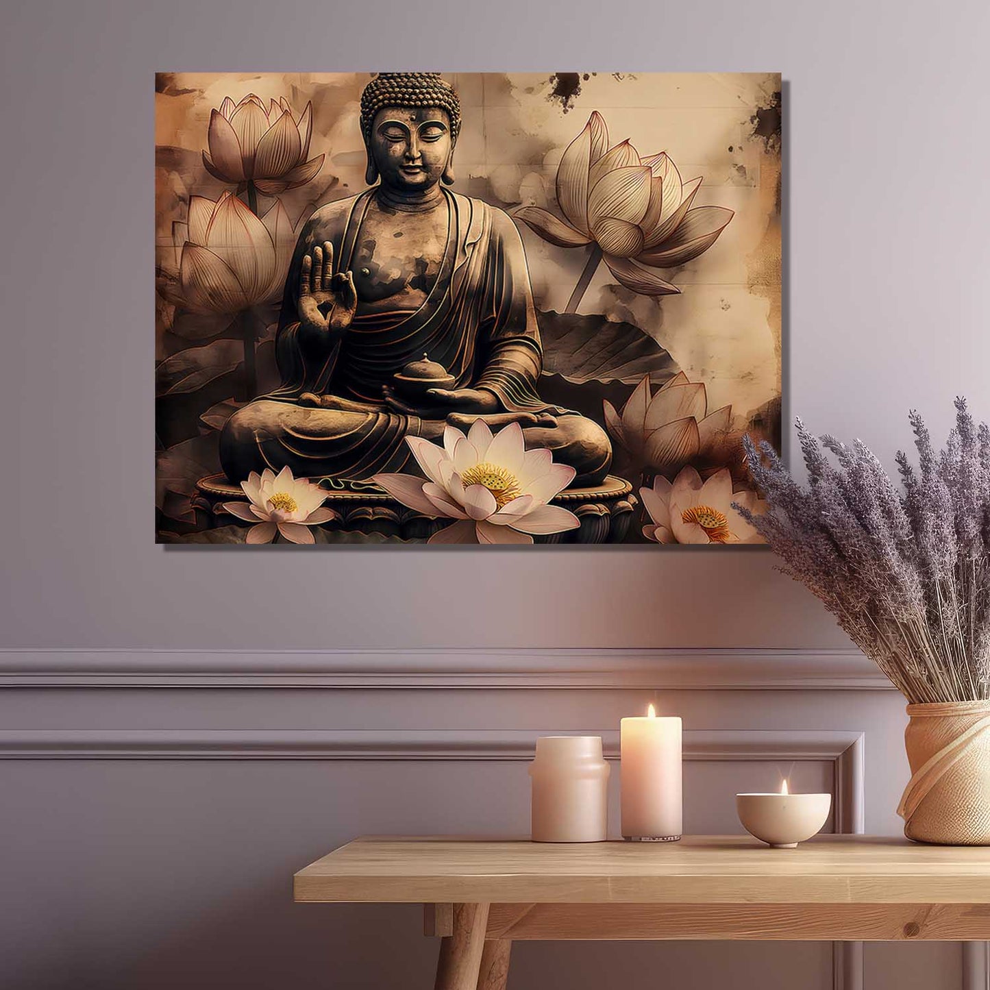 Buddha Art Canvas for Home and Office Wall Decor