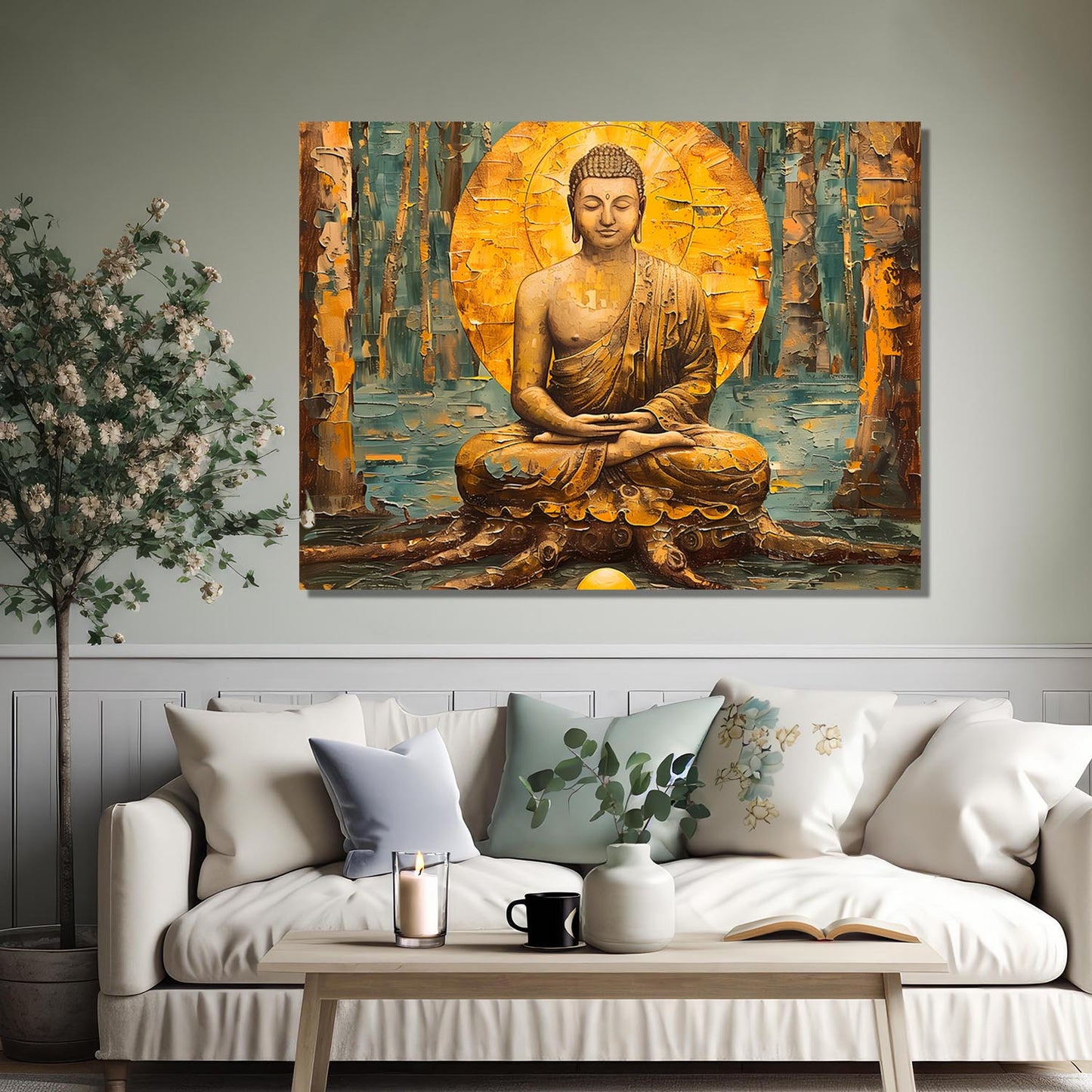 Buddha Art Canvas for Home and Office Wall Decor