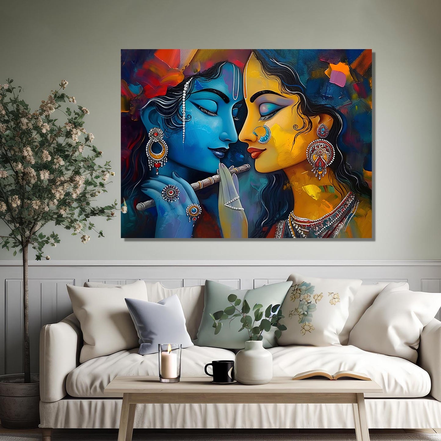 Radha Krishna Art Canvas for Home and Office Wall Decor