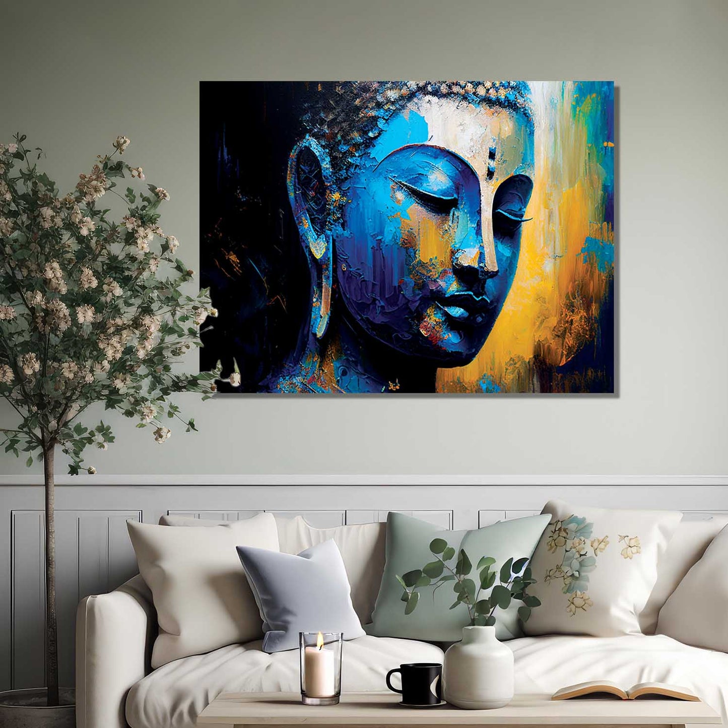 Buddha Art Canvas for Home and Office Wall Decor