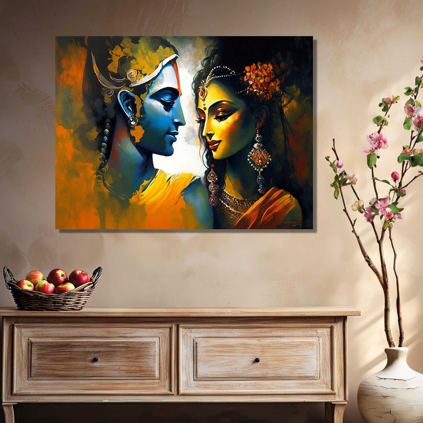 Radha Krishna Canvas Art for Home and Office Wall Decor