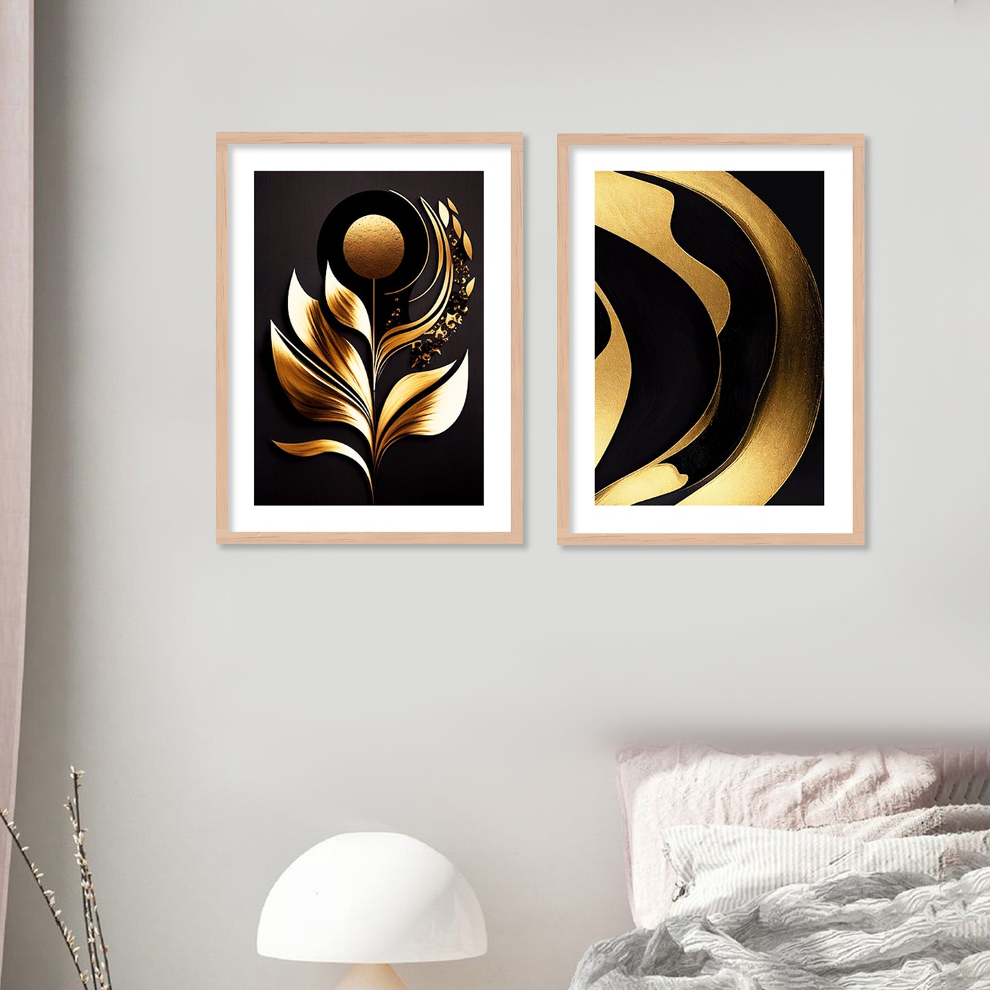 Golden Wall Decor Paintings with Frame for Home Decoration