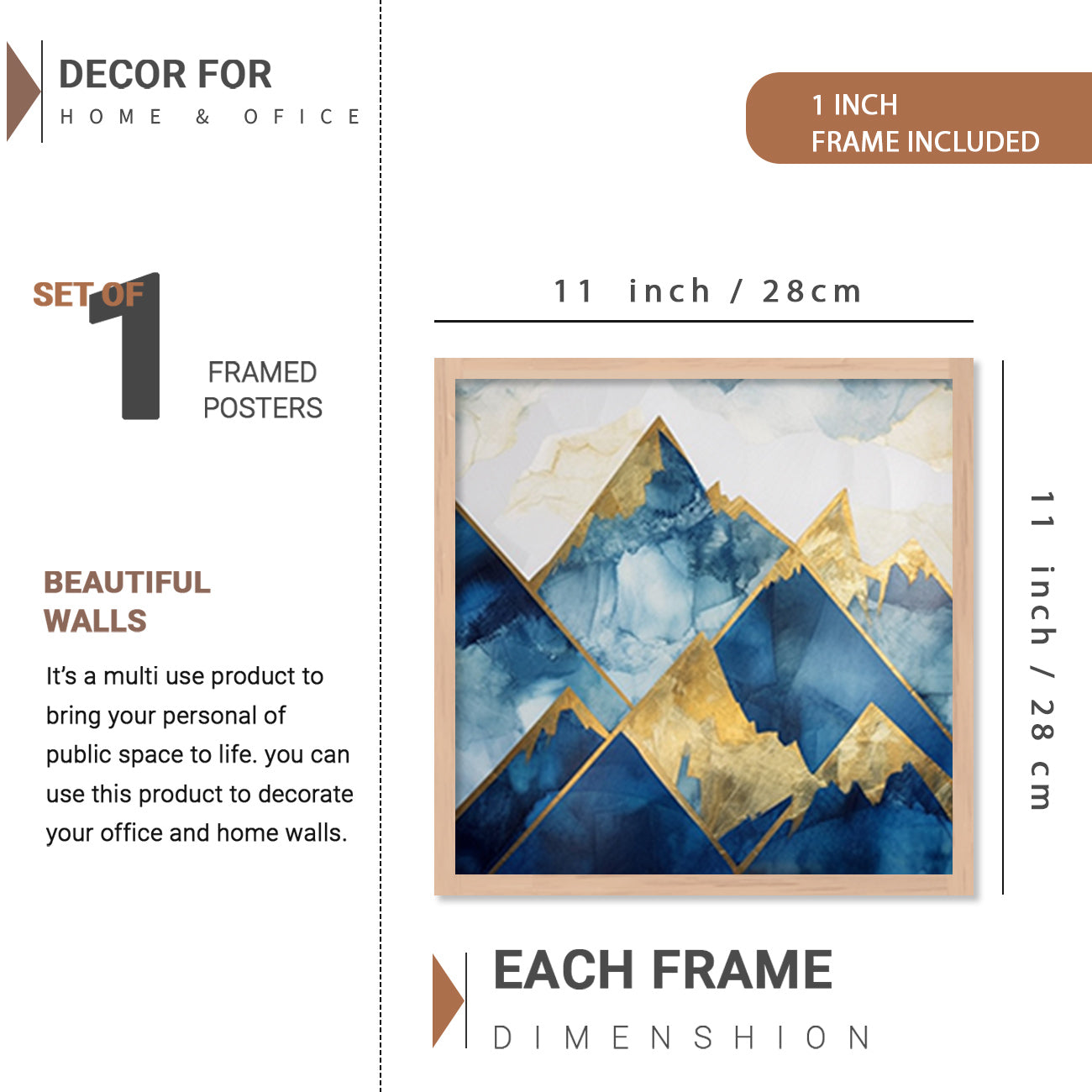 Deer Art Painting with Frame for Living Room Bedroom Office Wall Decor