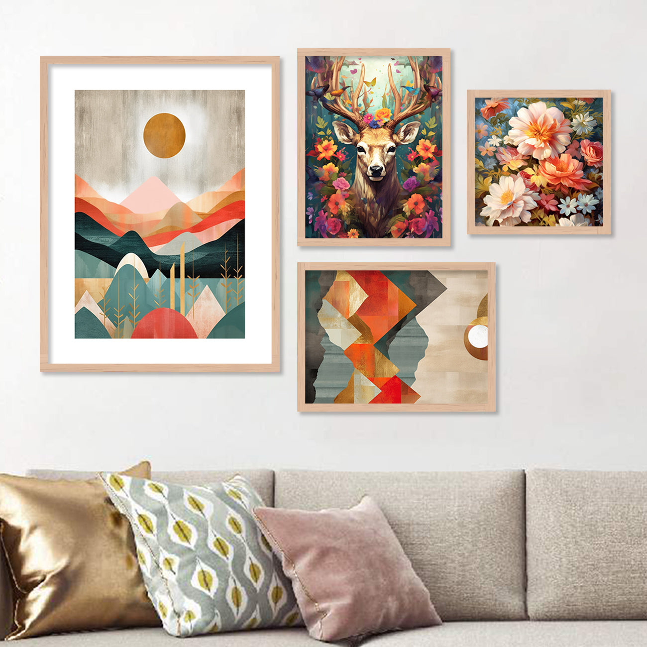Floral Horse Art Painting for Home Wall Decoration