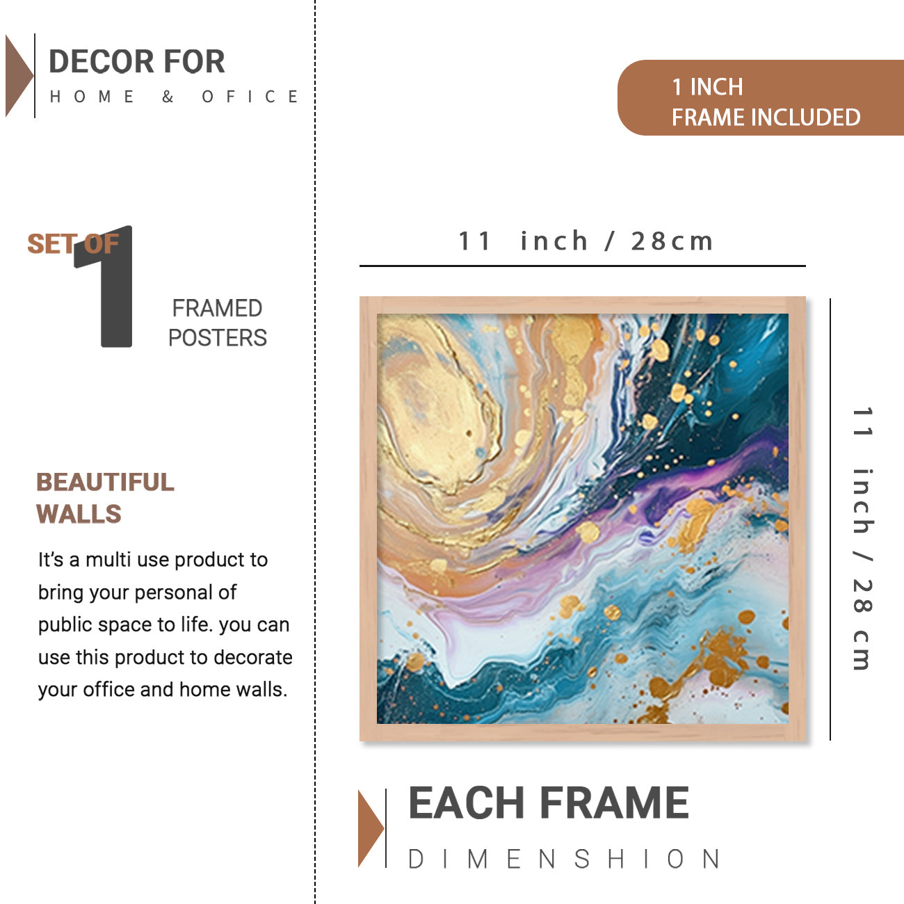 Aesthetics Modern Floral Art Painting with Frame for Living Room Bedroom Office Wall Decor
