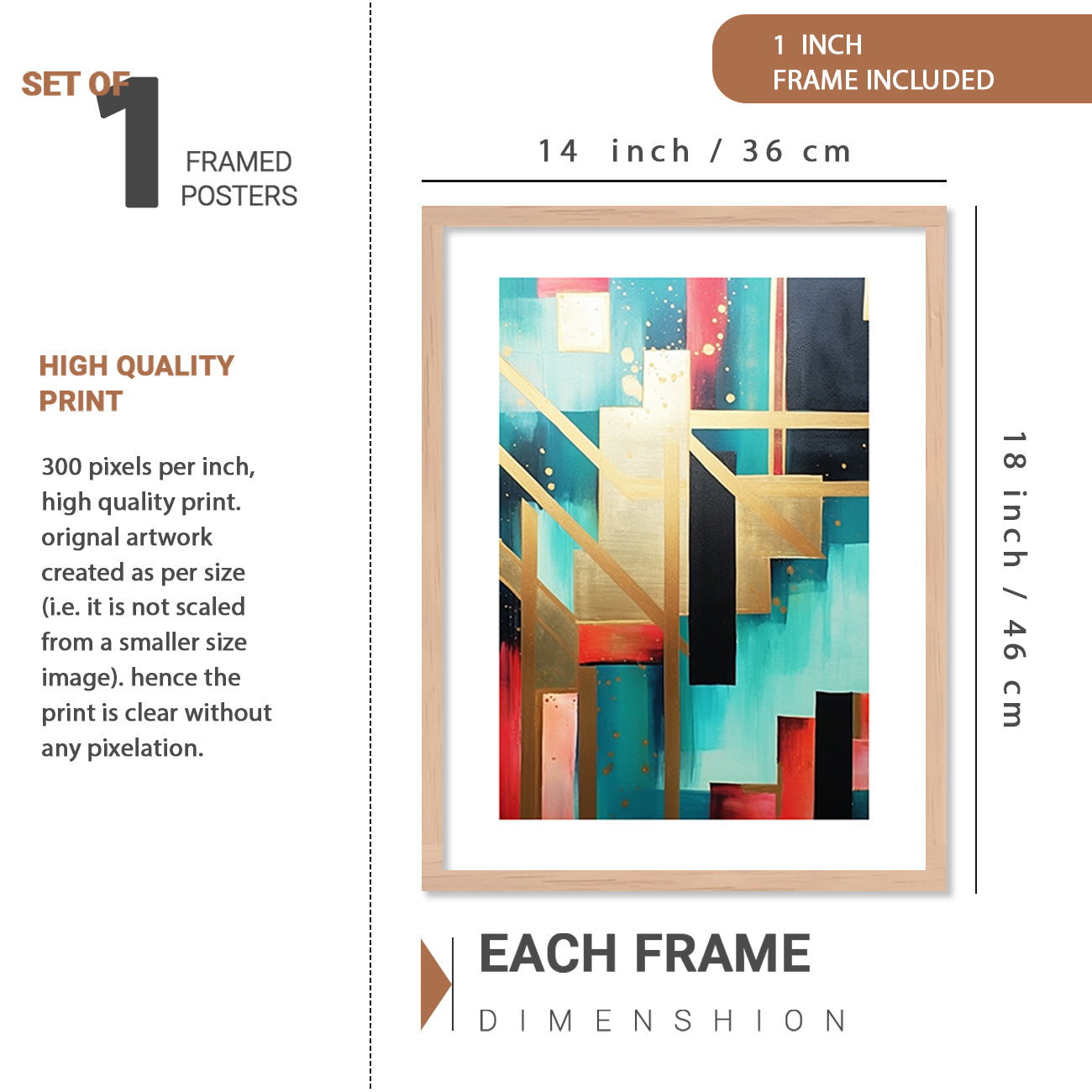 Modern Art Painting with Frame for Living Room Bedroom Office Wall Decor