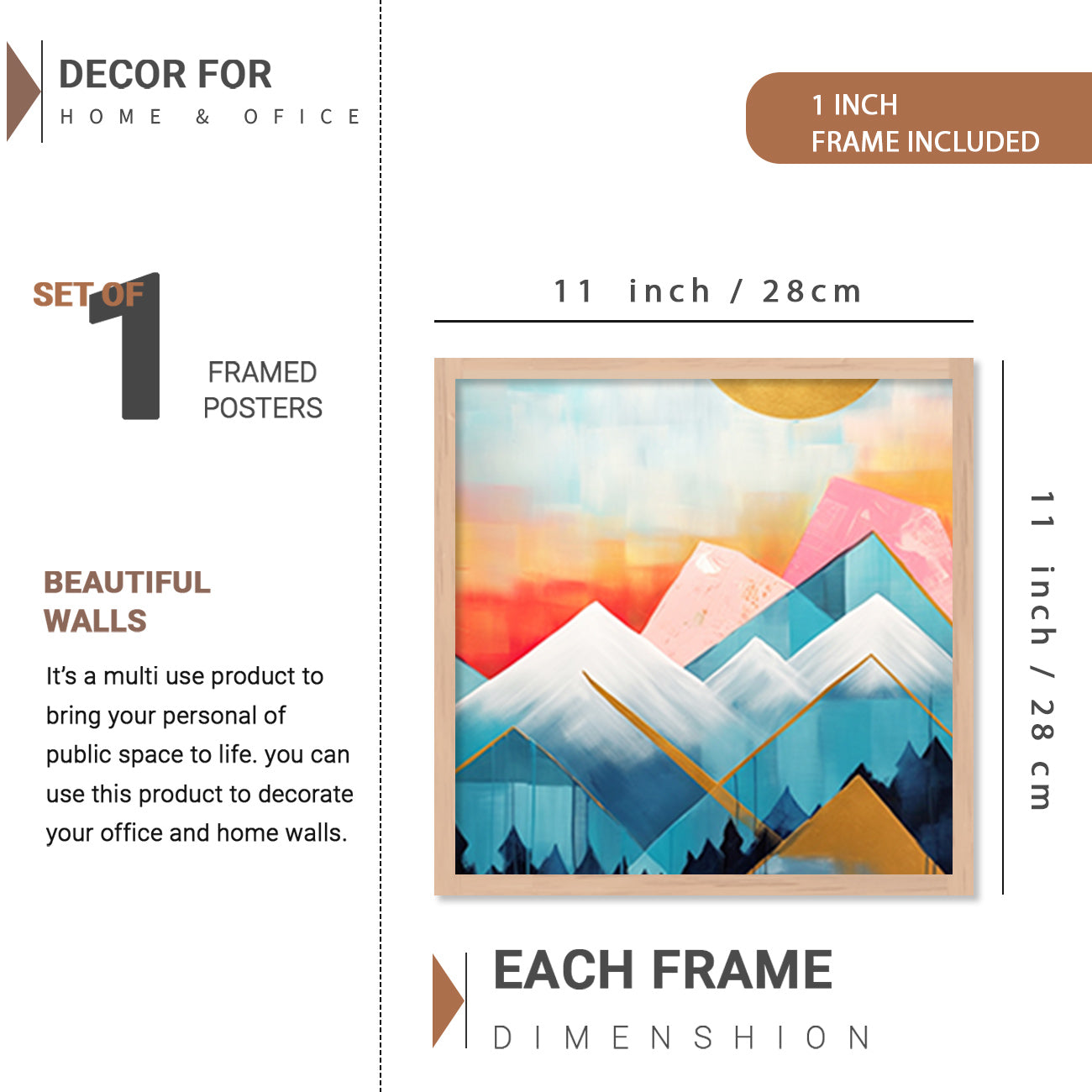 Modern Art Painting with Frame for Living Room Bedroom Office Wall Decor