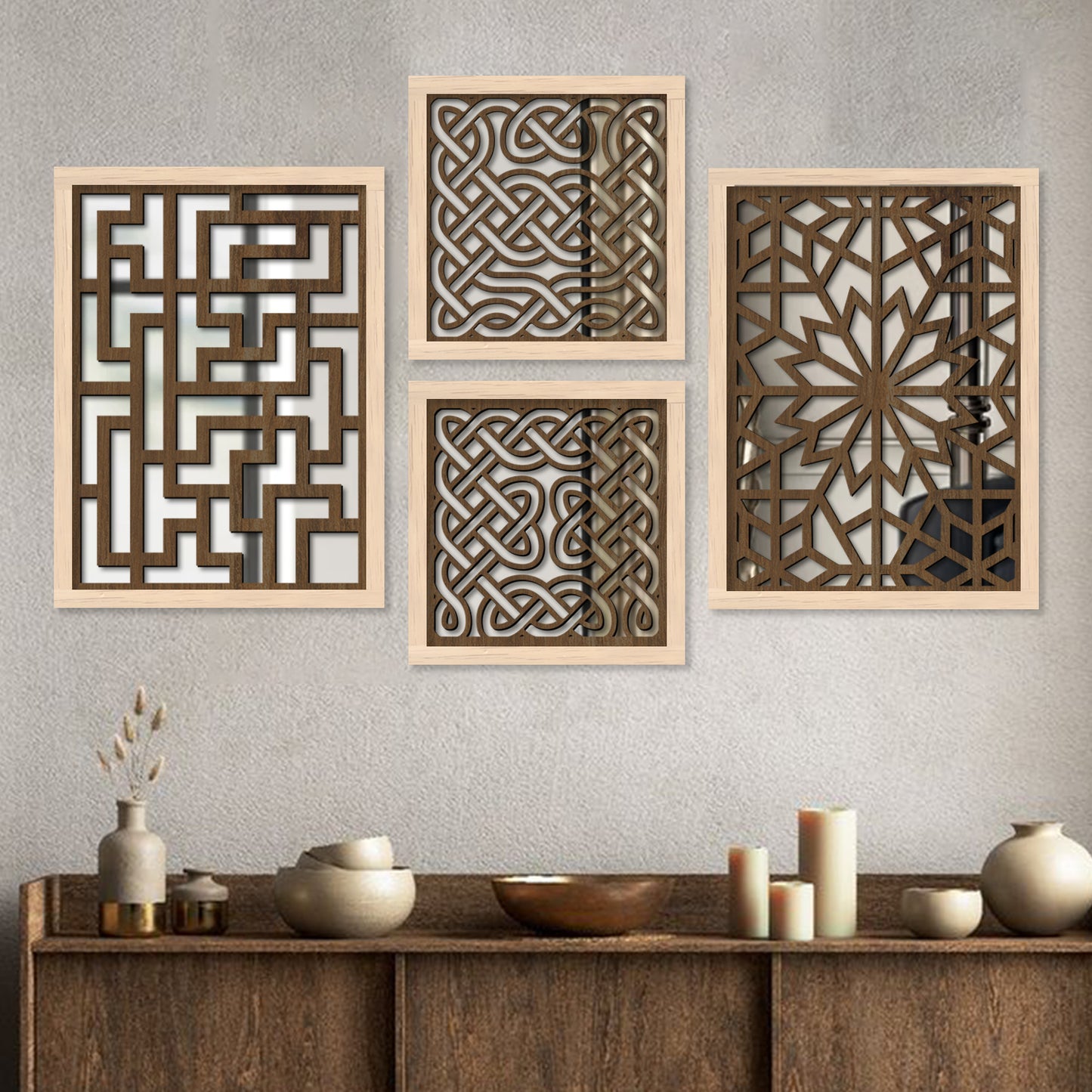 Decorative Mirror Wooden Wall Hanging for Home Decor - Wooden Jharokha Frames Mirror