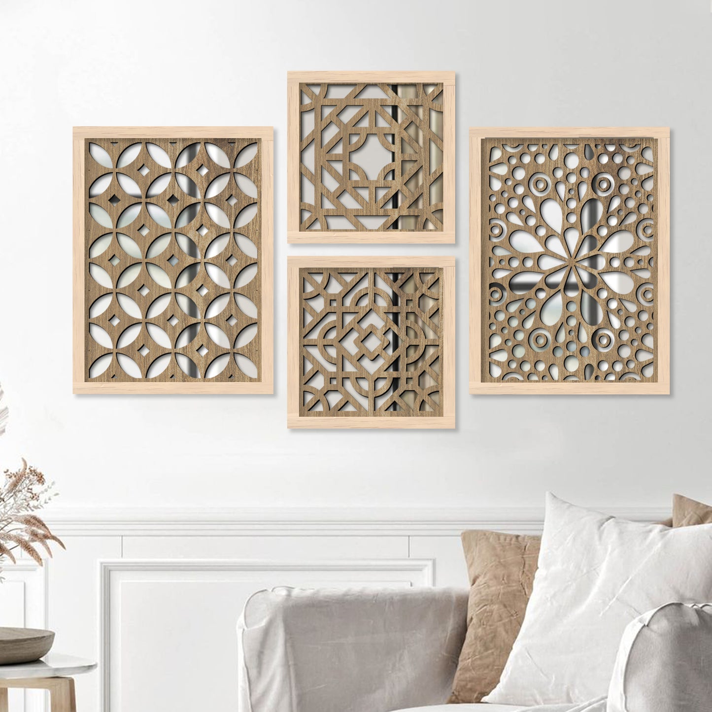 Decorative Mirror Wooden Wall Hanging for Home Decor - Wooden Jharokha Frames Mirror