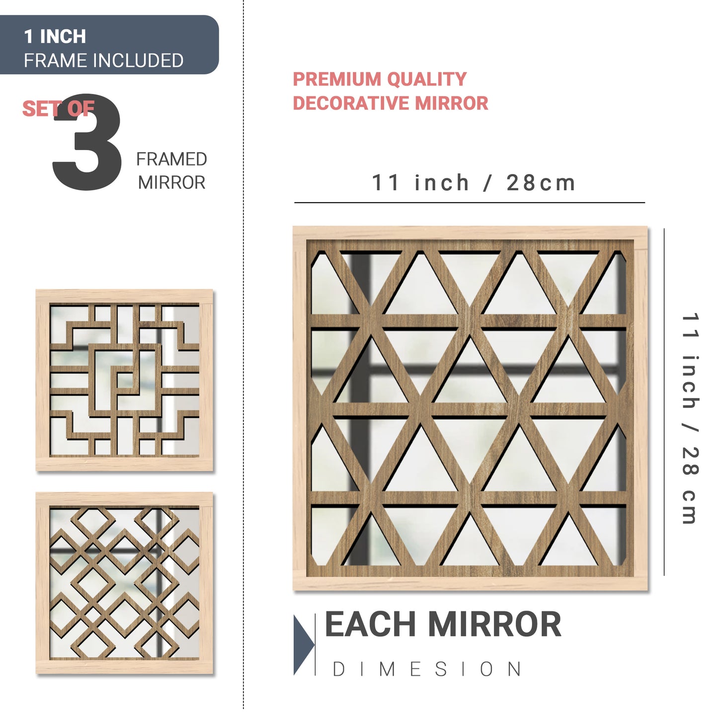 Decorative Mirror Wooden Wall Hanging for Home Decor - Wooden Jharokha Frames Mirror