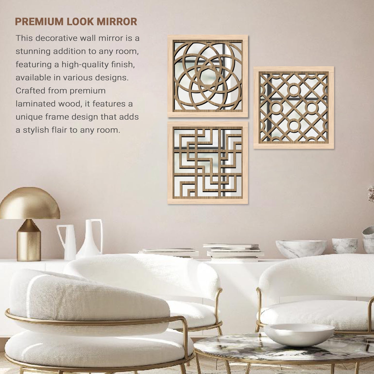 Decorative Mirror Wooden Wall Hanging for Home Decor - Wooden Jharokha Frames Mirror