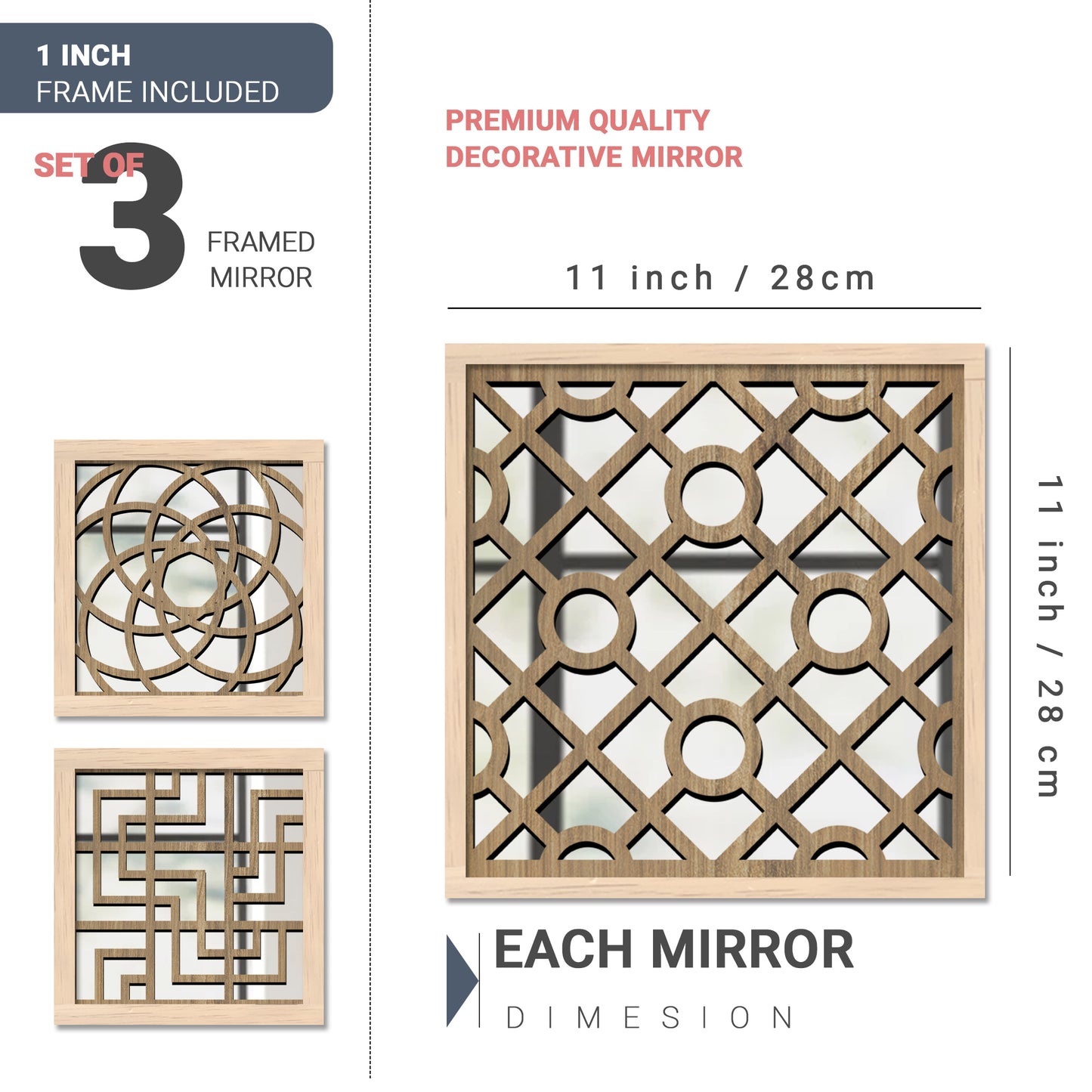 Decorative Mirror Wooden Wall Hanging for Home Decor - Wooden Jharokha Frames Mirror