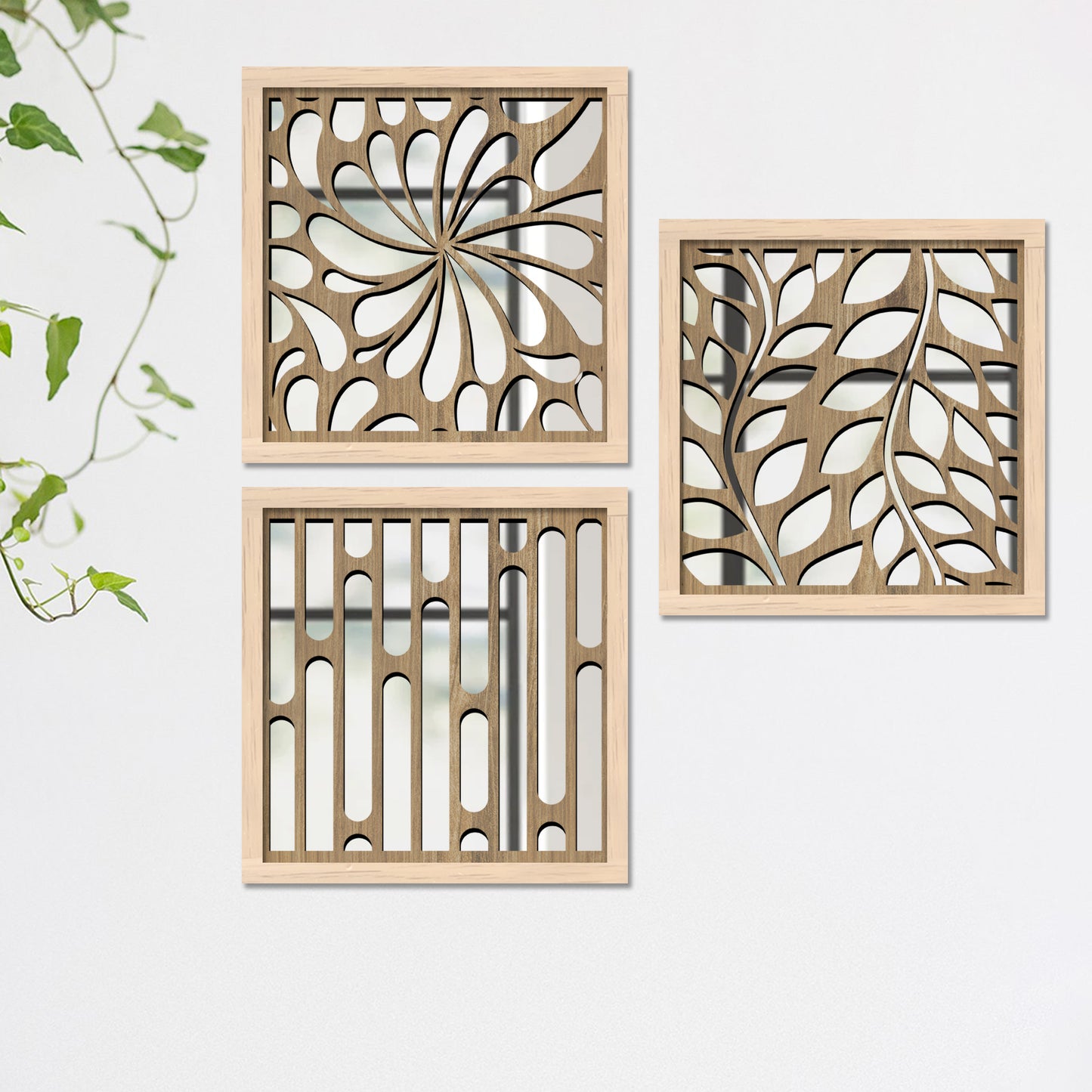 Decorative Mirror Wooden Wall Hanging for Home Decor - Wooden Jharokha Frames Mirror