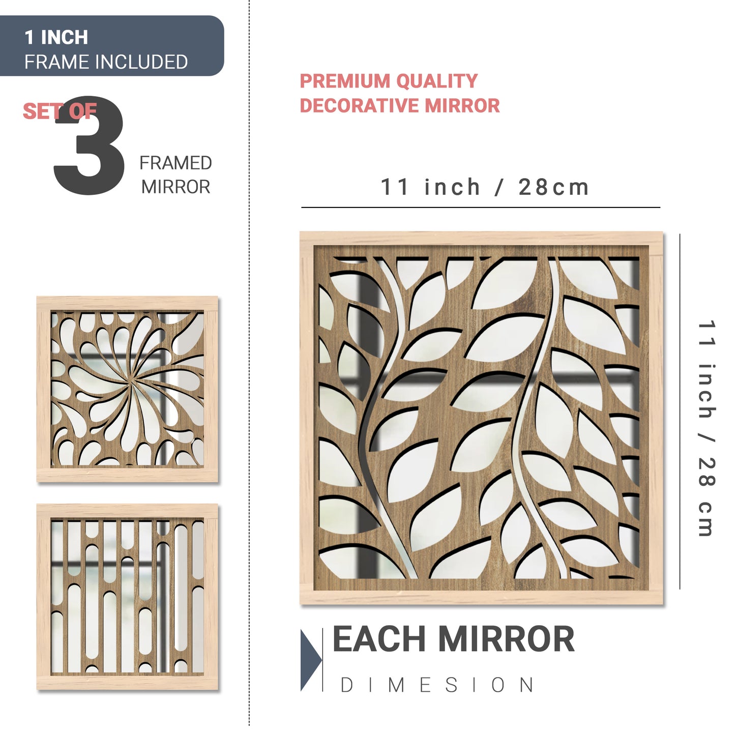 Decorative Mirror Wooden Wall Hanging for Home Decor - Wooden Jharokha Frames Mirror