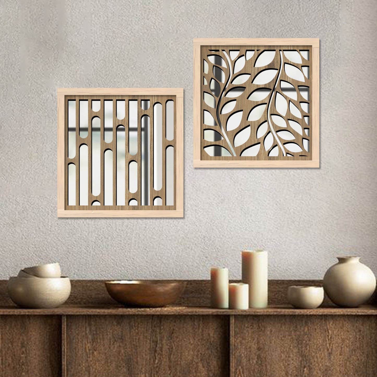 Decorative Mirror Wooden Wall Hanging for Home Decor - Wooden Jharokha Frames Mirror