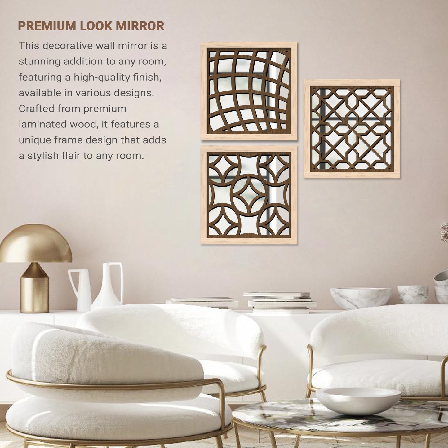 Decorative Mirror Wooden Wall Hanging for Home Decor - Wooden Jharokha Frames Mirror